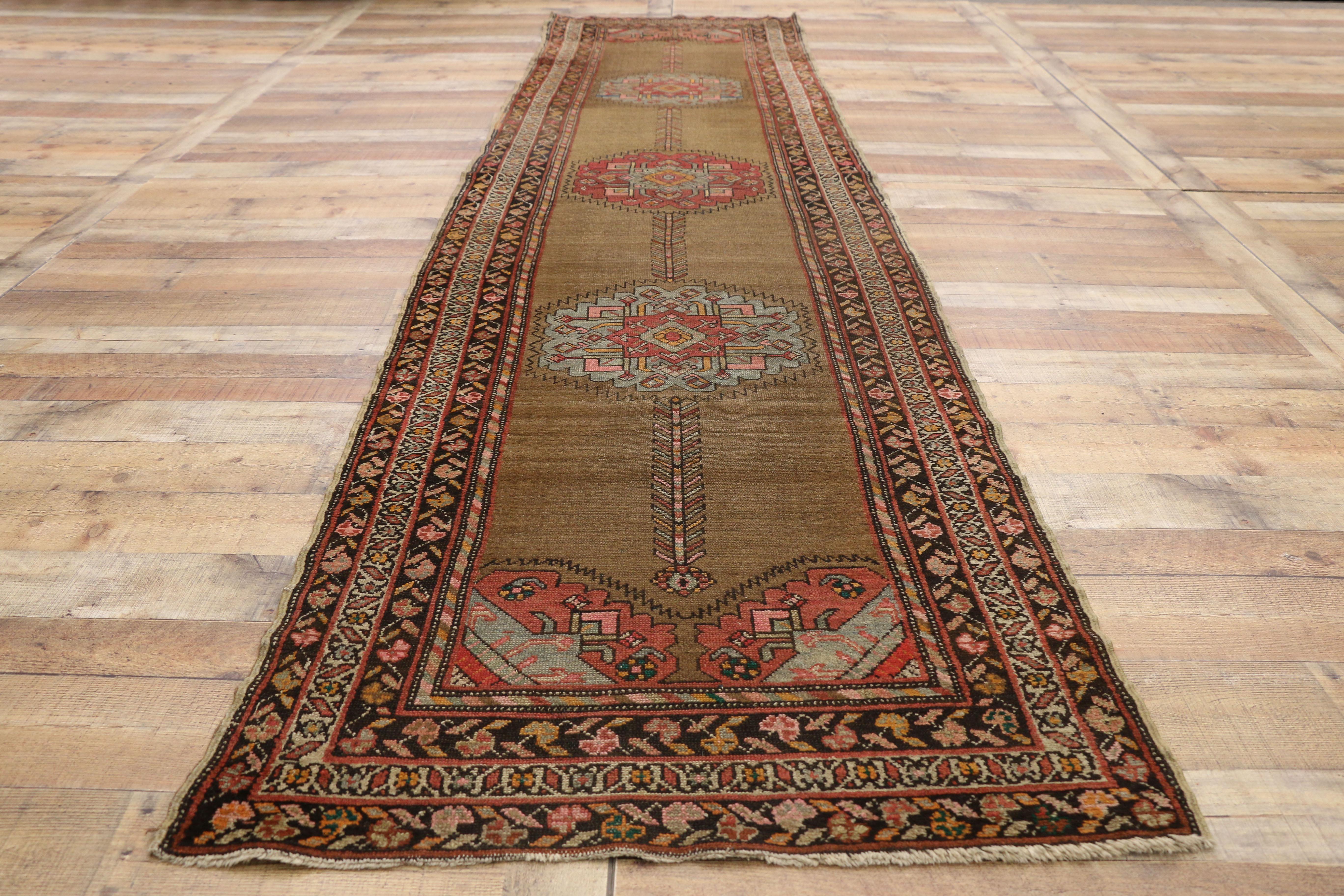 Antique Persian Malayer Hallway Runner with Mid-Century Modern Style For Sale 1