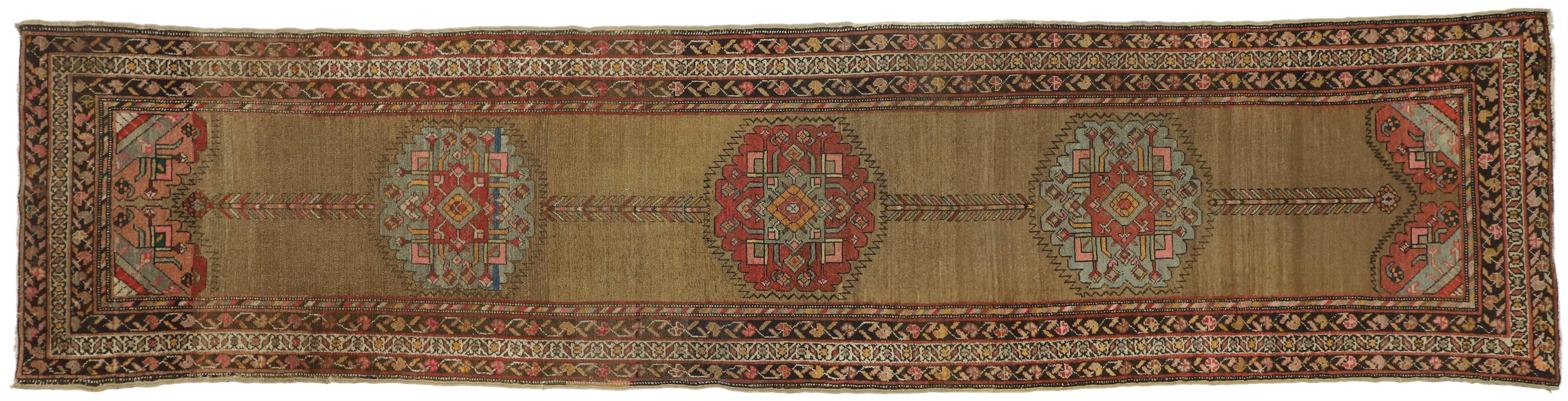Antique Persian Malayer Hallway Runner with Mid-Century Modern Style For Sale 3
