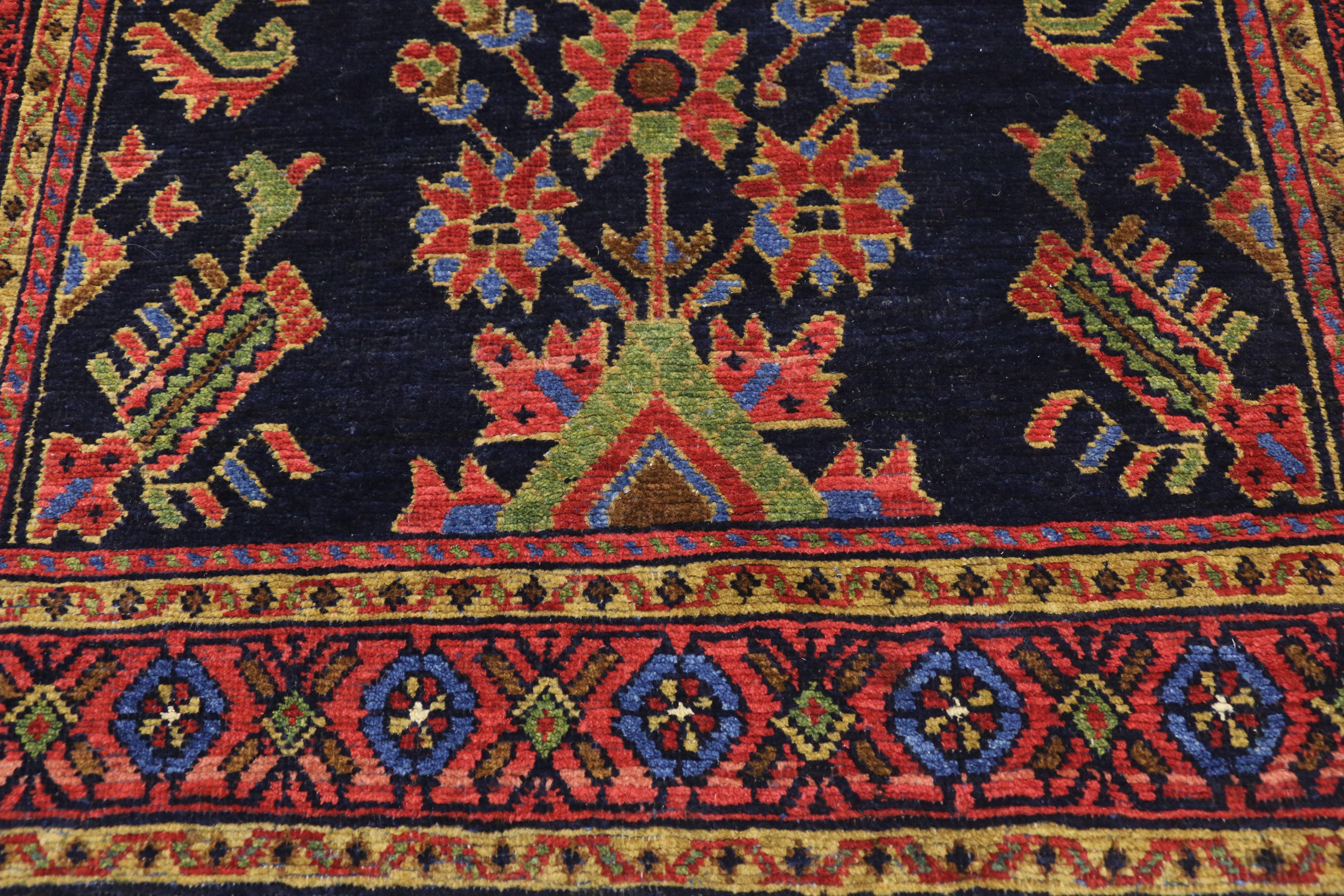 Hand-Knotted Antique Persian Malayer Hallway Runner with Mina Khani and Guli Hinnai Flower For Sale