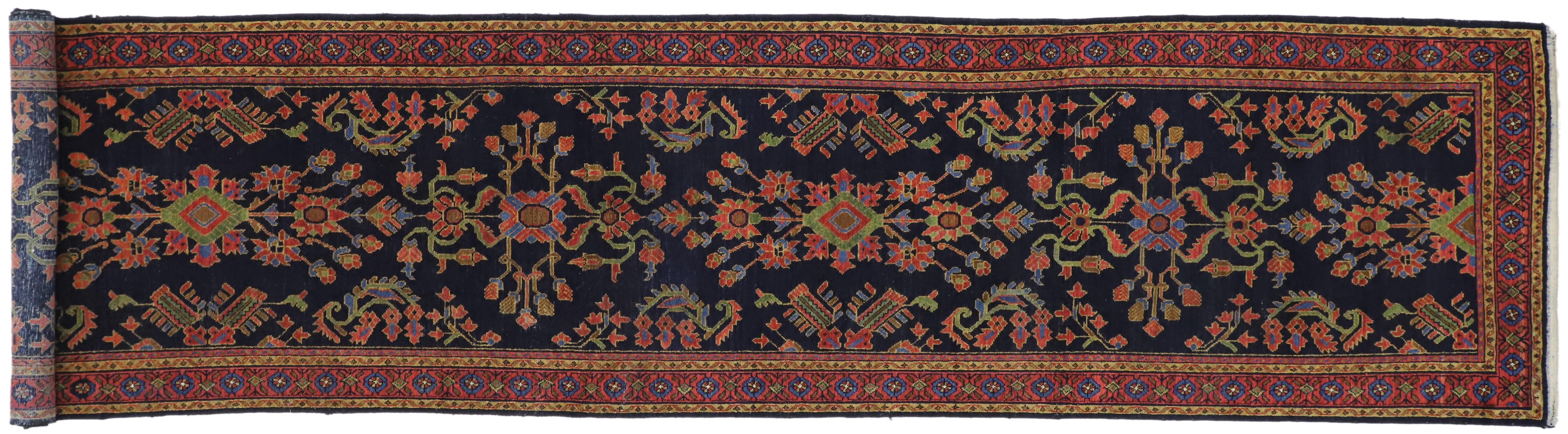 Antique Persian Malayer Hallway Runner with Mina Khani and Guli Hinnai Flower For Sale 2