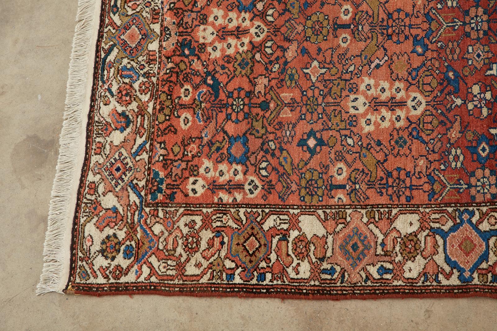 Cotton Antique Persian Malayer Hand Knotted Rug For Sale