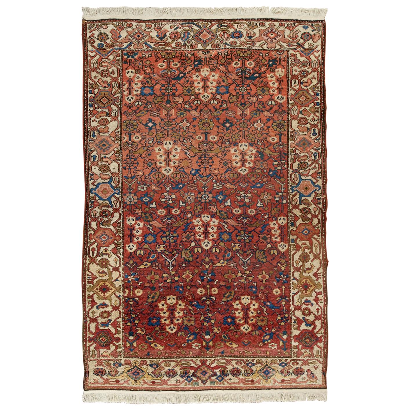 Antique Persian Malayer Hand Knotted Rug For Sale