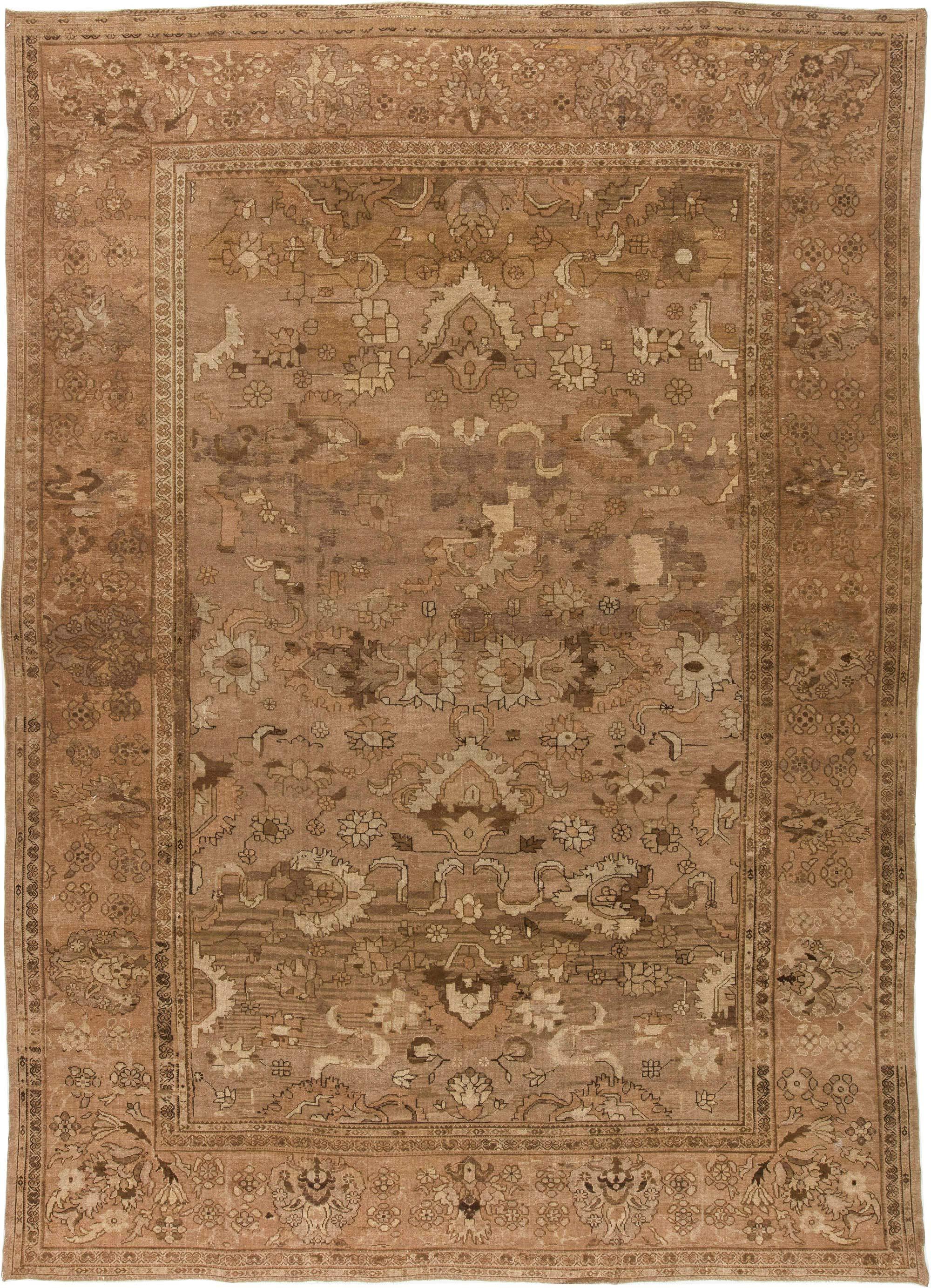 Antique Persian Malayer Handmade Wool Rug For Sale