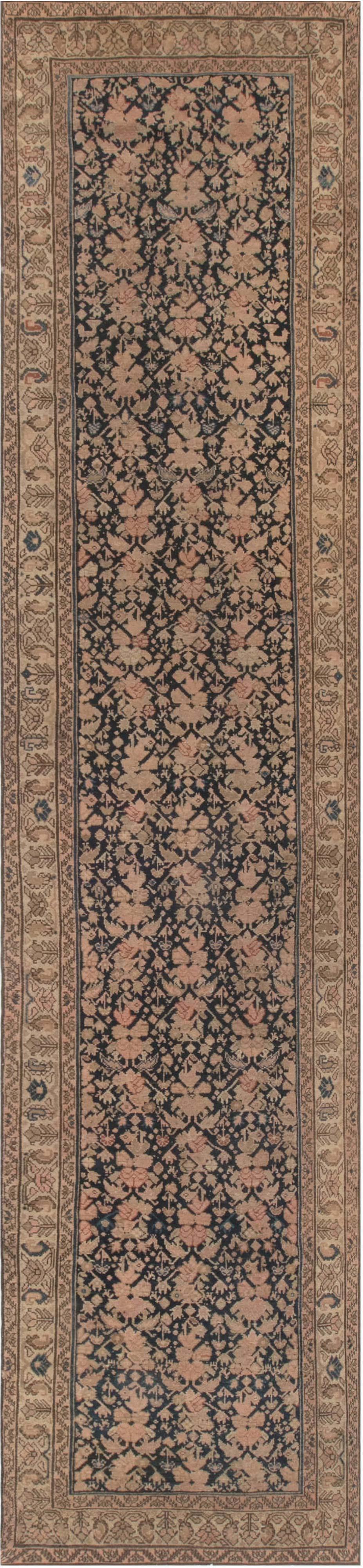 Antique Persian Malayer Handmade Wool Runner For Sale