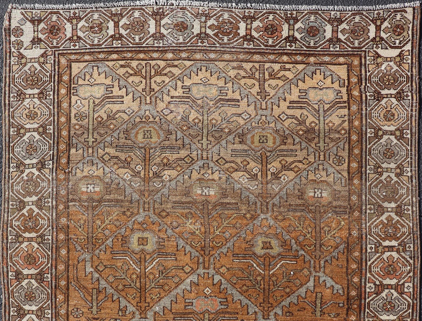 Antique Persian Malayer in Rustic Earthy Tones With All-Over Tribal Medallions 4