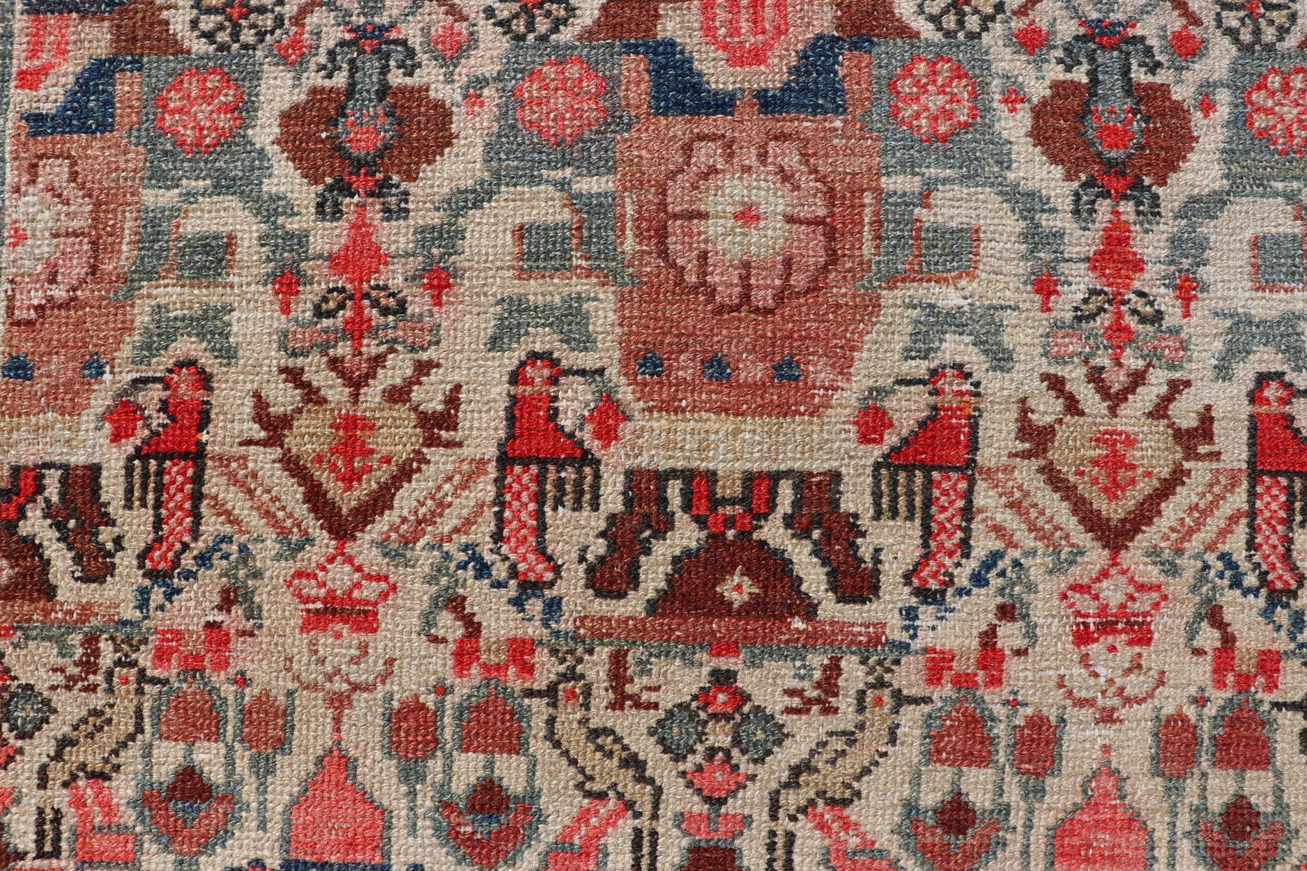 Maße: 5'3 x 15'7 
Antike persische Malayer Long Gallery Teppich mit weichen Elfenbein, Rich Red 5'3