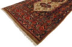 Antique Persian Malayer Long Hallway Runner with Tudor Manor House Style