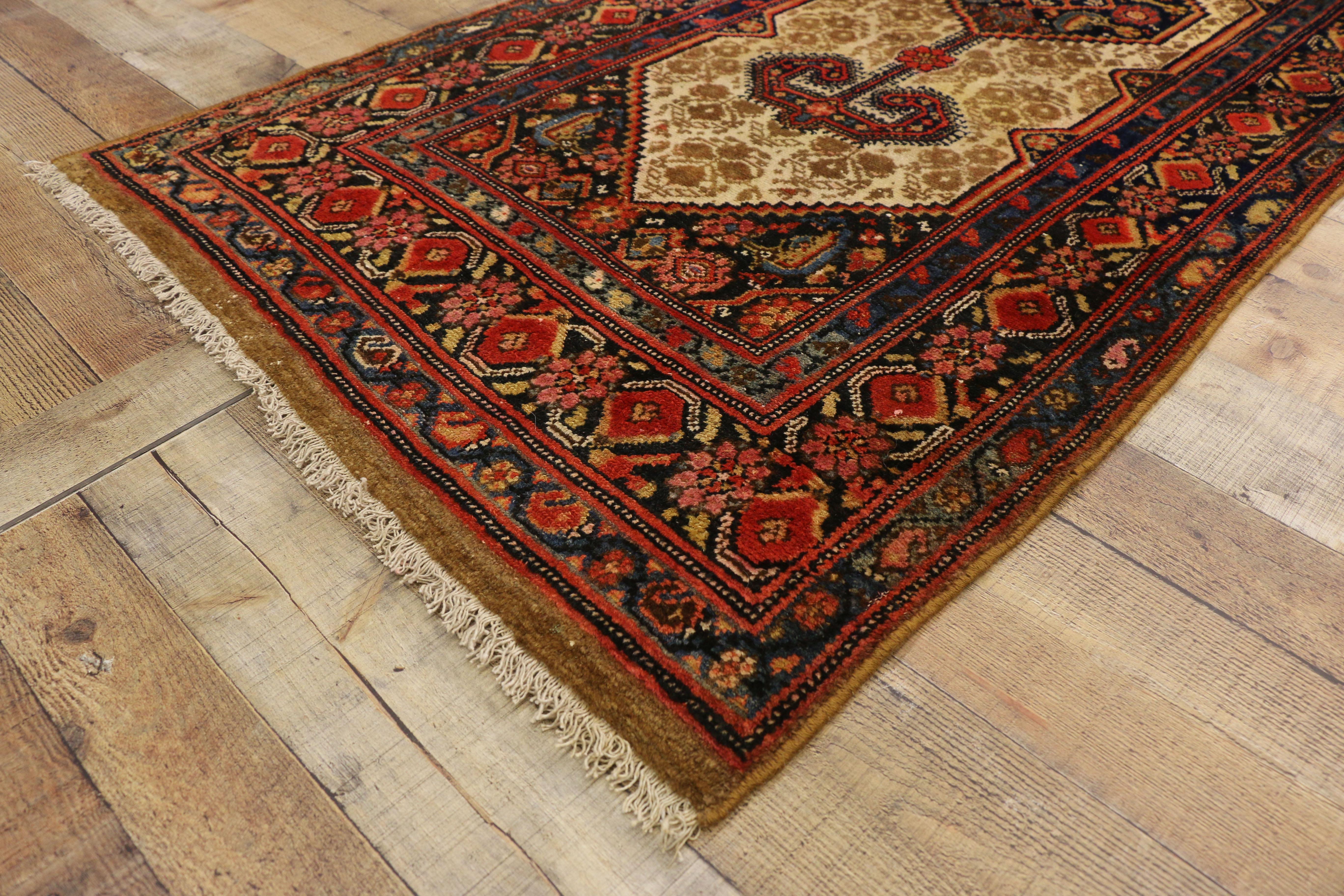 20th Century Antique Persian Malayer Long Hallway Runner with Tudor Manor House Style For Sale