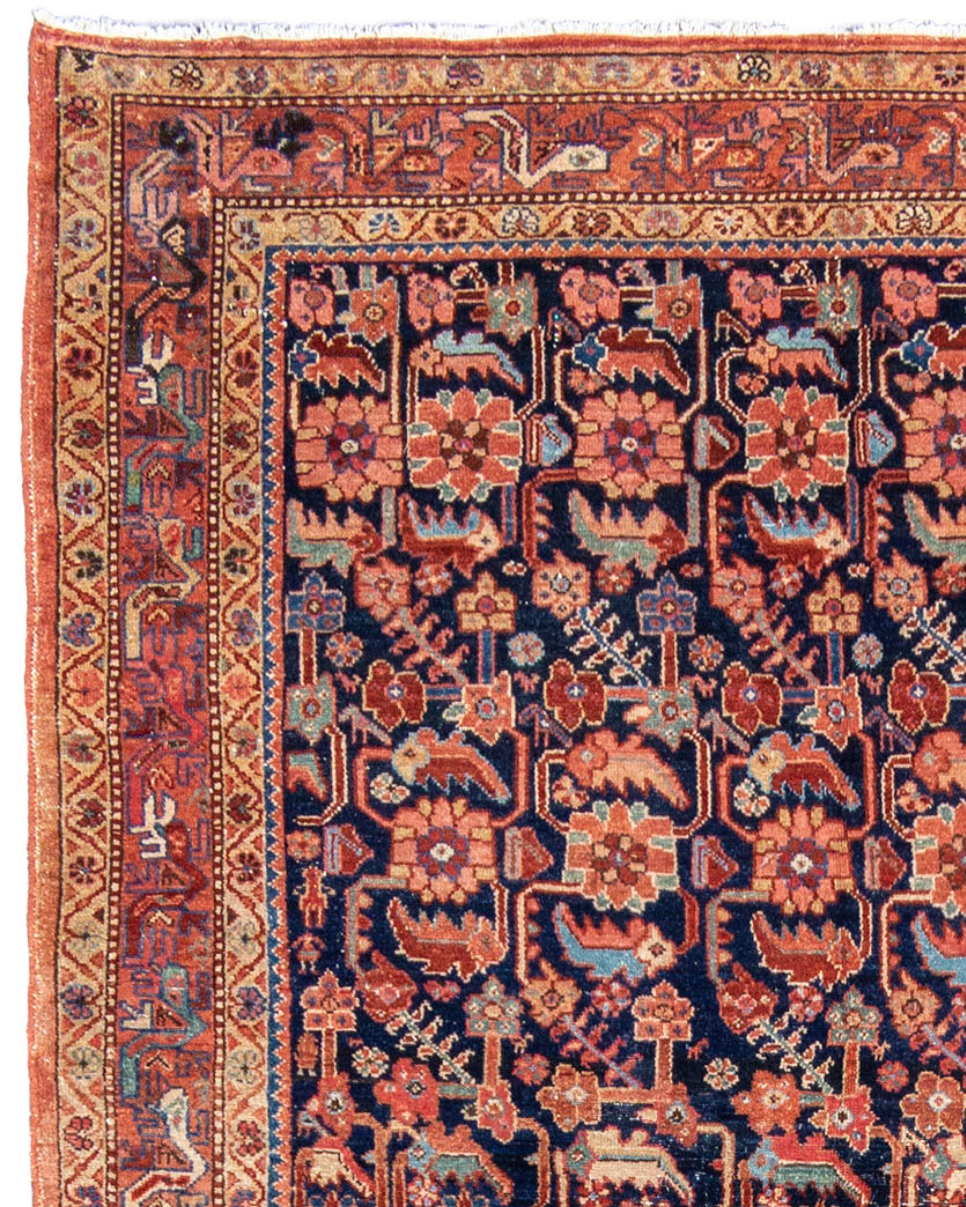 Hand-Knotted Antique Persian Malayer Long Rug, c. 1900 For Sale