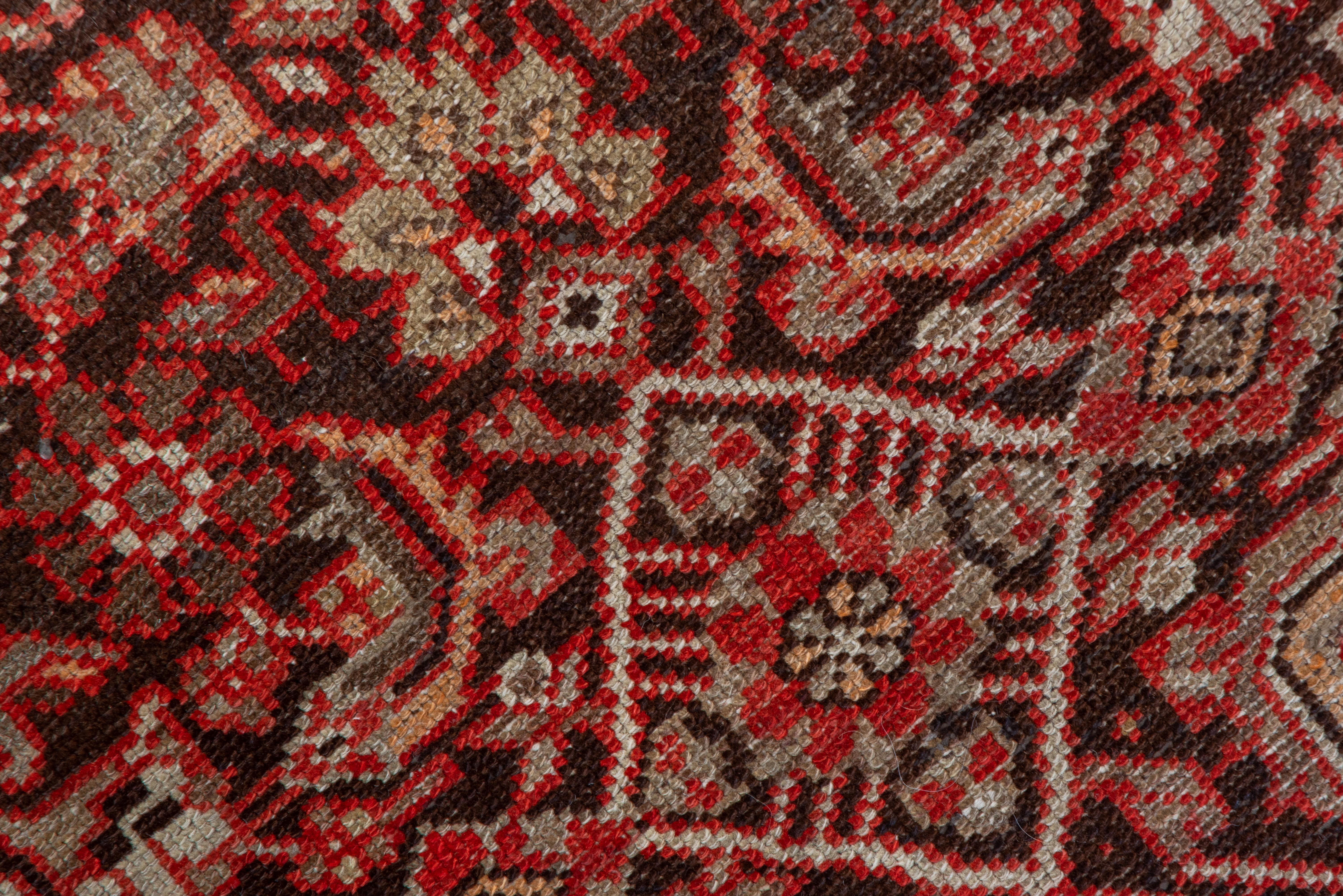 Wool Antique Persian Malayer Long Runner, Herati Design, Brown & Red Field For Sale