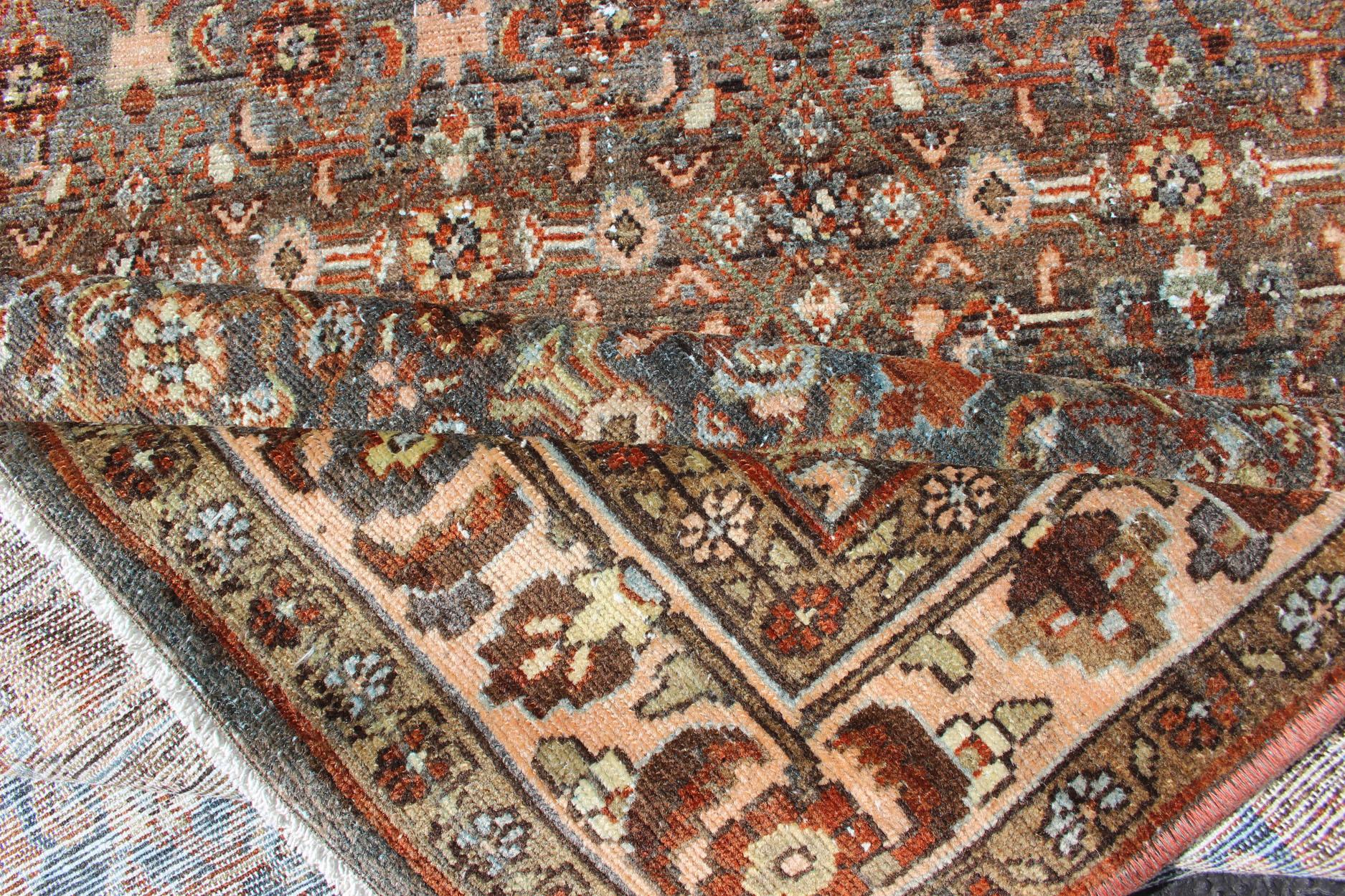 Antique Persian Malayer Long Runner with All-Over Geometric Herati Design For Sale 4