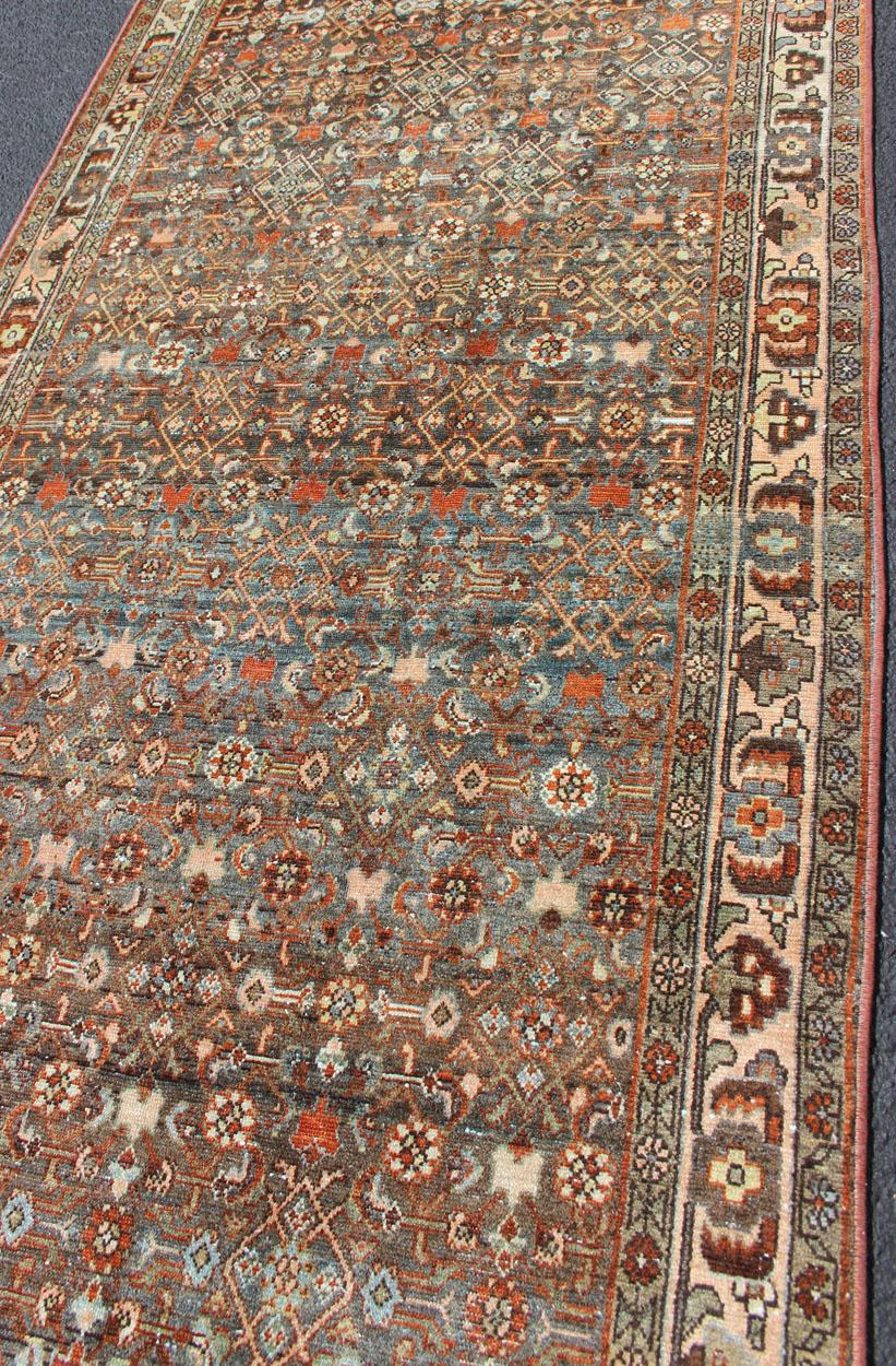 Antique Persian Malayer Long Runner with All-Over Geometric Herati Design For Sale 6