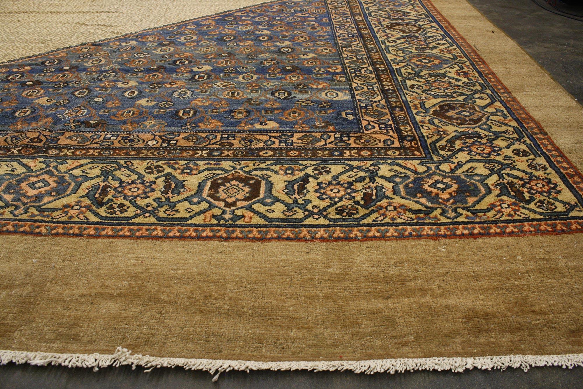 Oversized Antique Persian Malayer Hotel Lobby Size Rug with Camel Hair For Sale 1