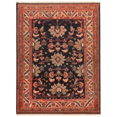 Antique Persian Malayer Navy Blue Rug. Size: 4 ft 6 in x 6 ft 2 in