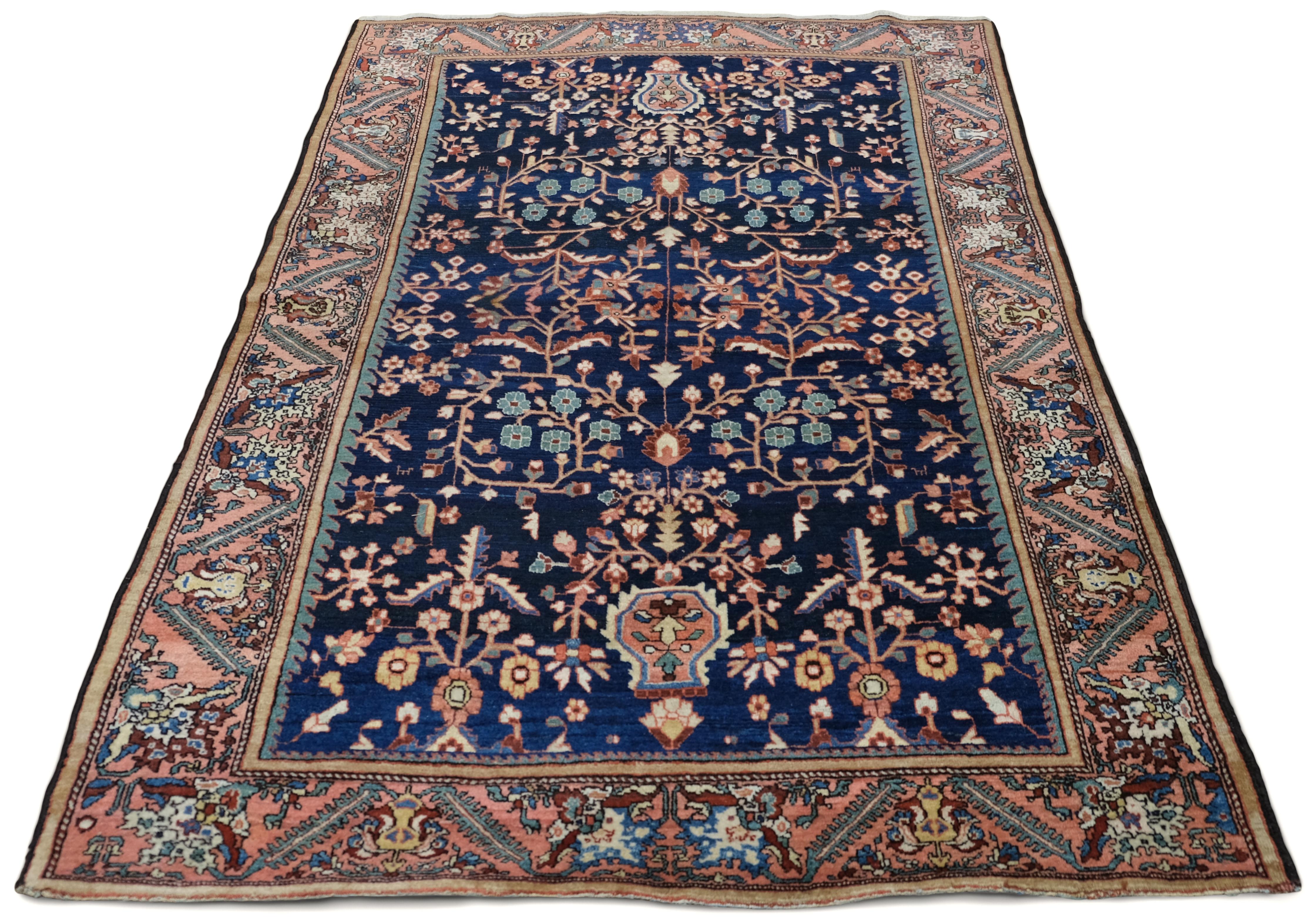 Antique Persian Malayer Navy rug 4'1''x6'6'' For Sale 2