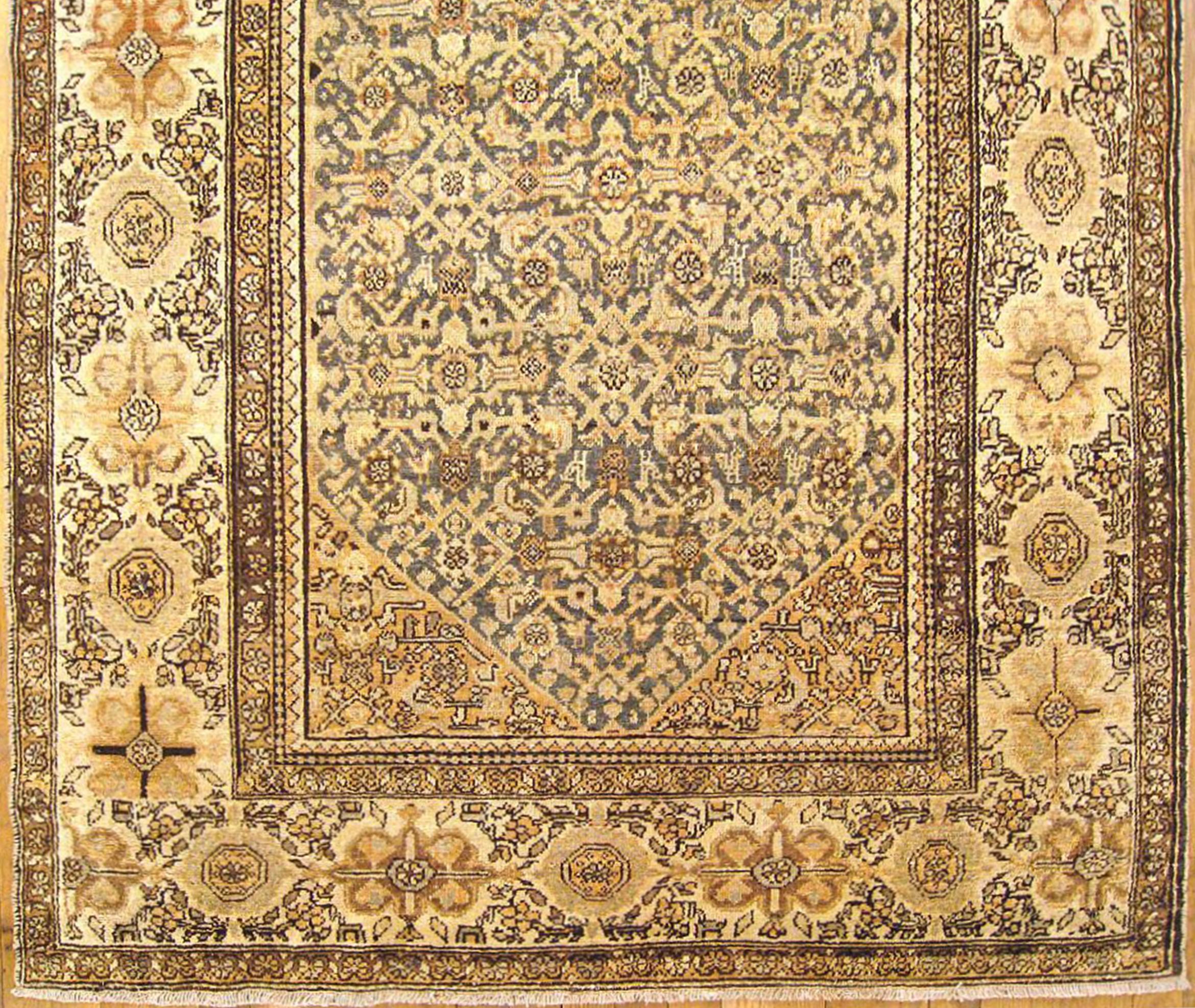 Antiker persischer Malayer Orientteppich, in kleiner Größe, mit Herati-Design (Handgeknüpft) im Angebot