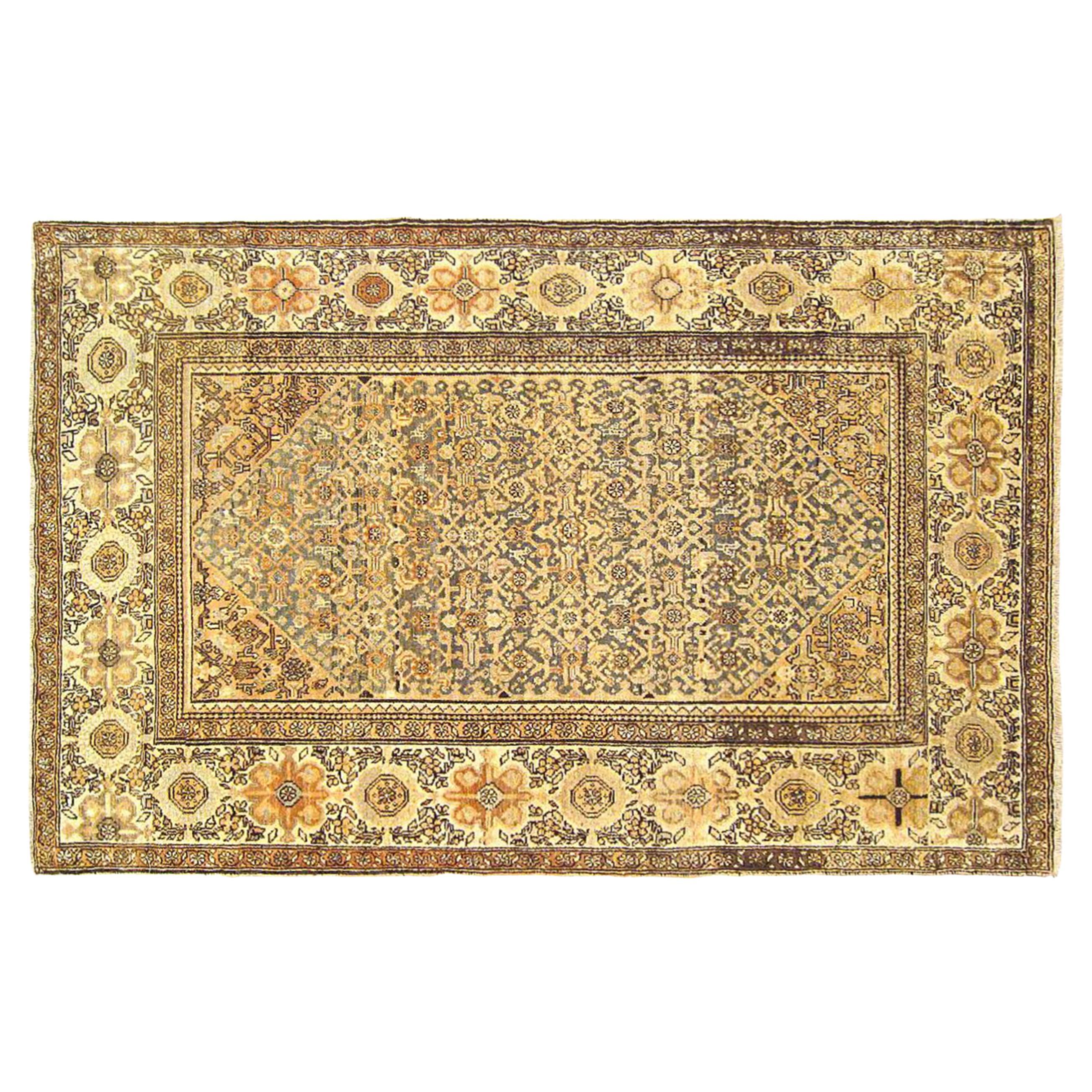 Antique Persian Malayer Oriental Rug, in Small Size, W/ Herati Design For Sale