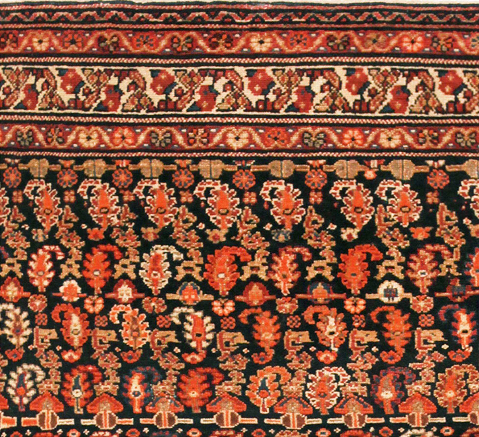 Hand-Knotted Antique Persian Malayer Oriental Rug, in Small Size, W/ Paisley Design For Sale