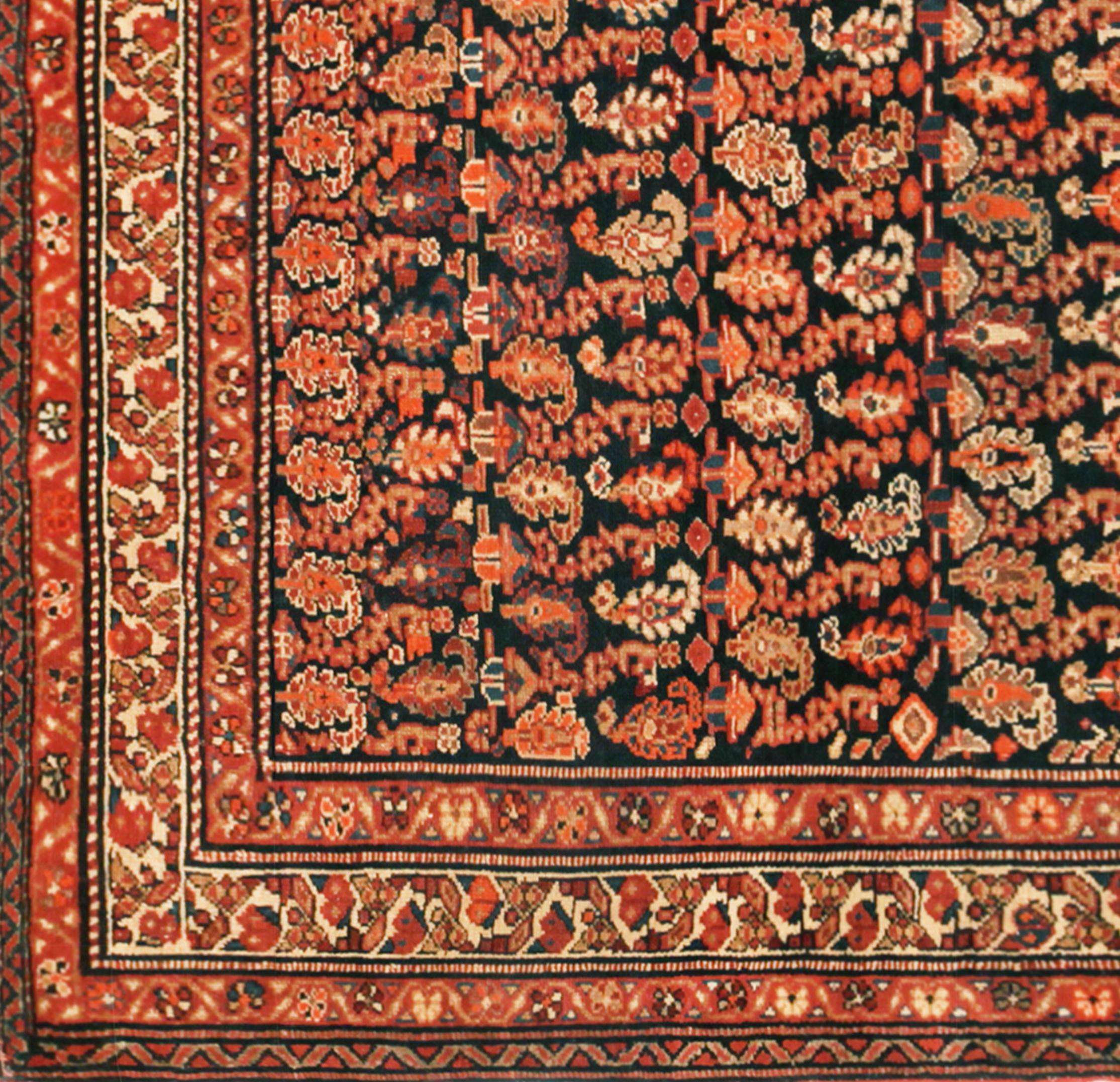 Early 20th Century Antique Persian Malayer Oriental Rug, in Small Size, W/ Paisley Design For Sale