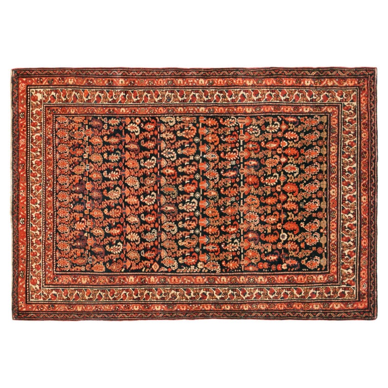 Antique Persian Malayer Oriental Rug, in Small Size, W/ Paisley Design