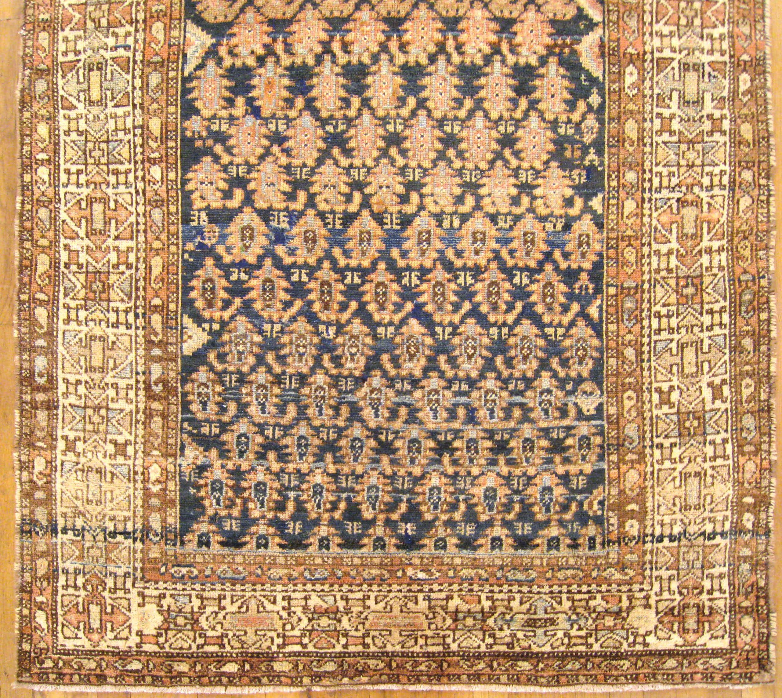 Hand-Knotted Antique Persian Malayer Oriental Rug, in Small Size, with Varying Paisley Design