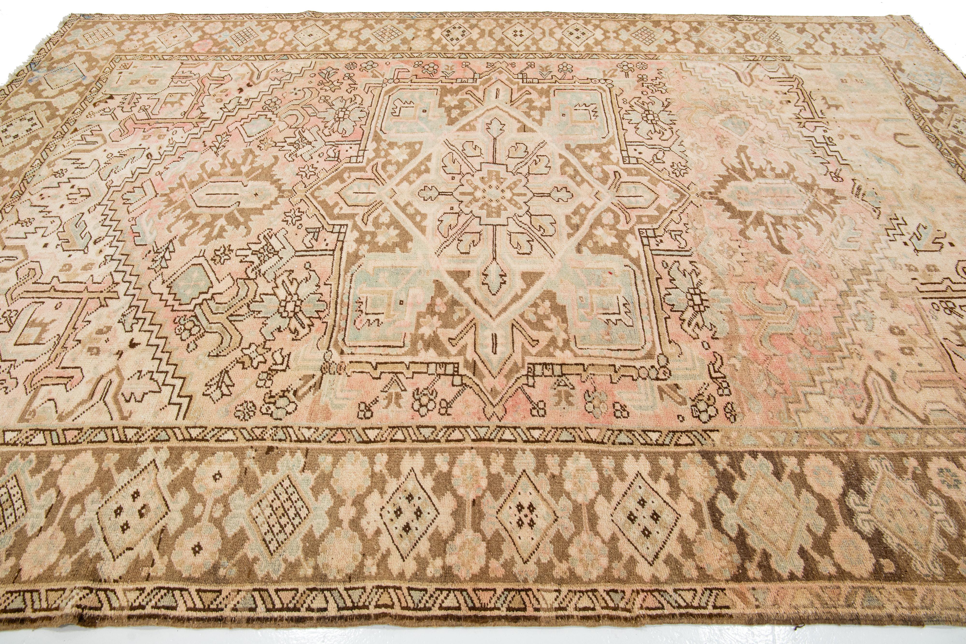 Antique Persian Malayer Peach Wool Rug HandCrafted in the 1930s In Good Condition For Sale In Norwalk, CT