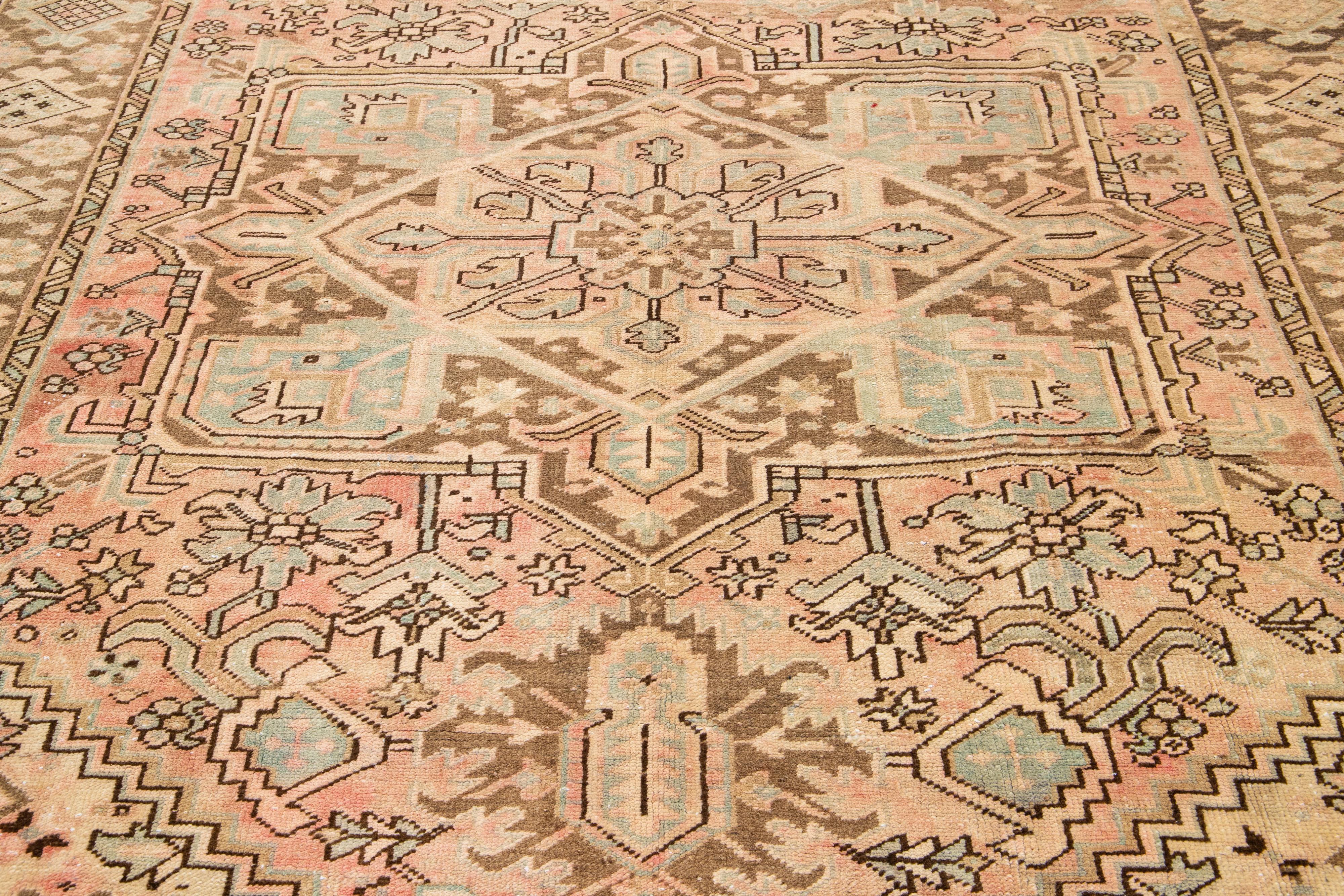 Antique Persian Malayer Peach Wool Rug HandCrafted in the 1930s For Sale 1