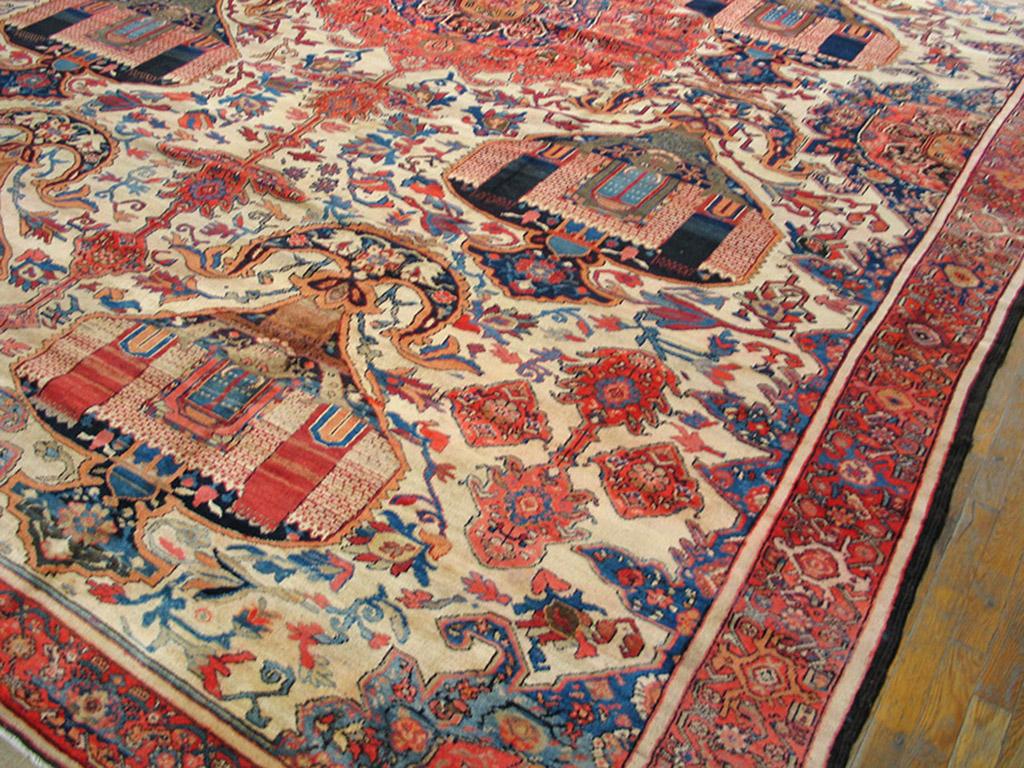 Hand-Knotted  19th Century Persian Malayer Pictorial Carpet ( 12'4