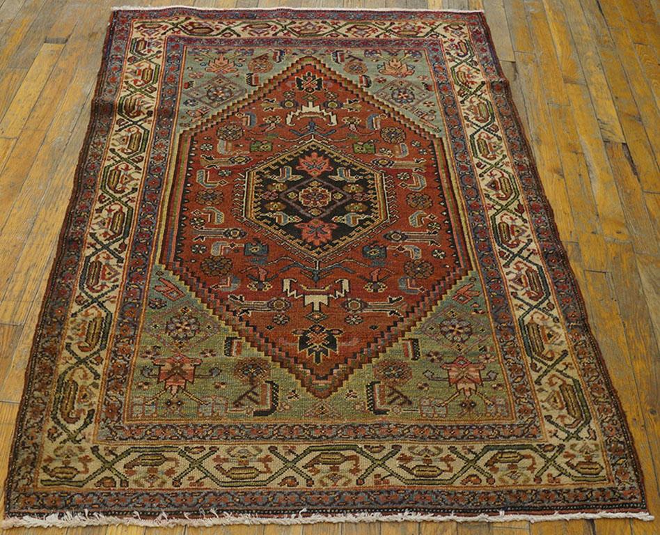 Hand-Knotted Early 20th Century Persian Malayer Carpet ( 3'4