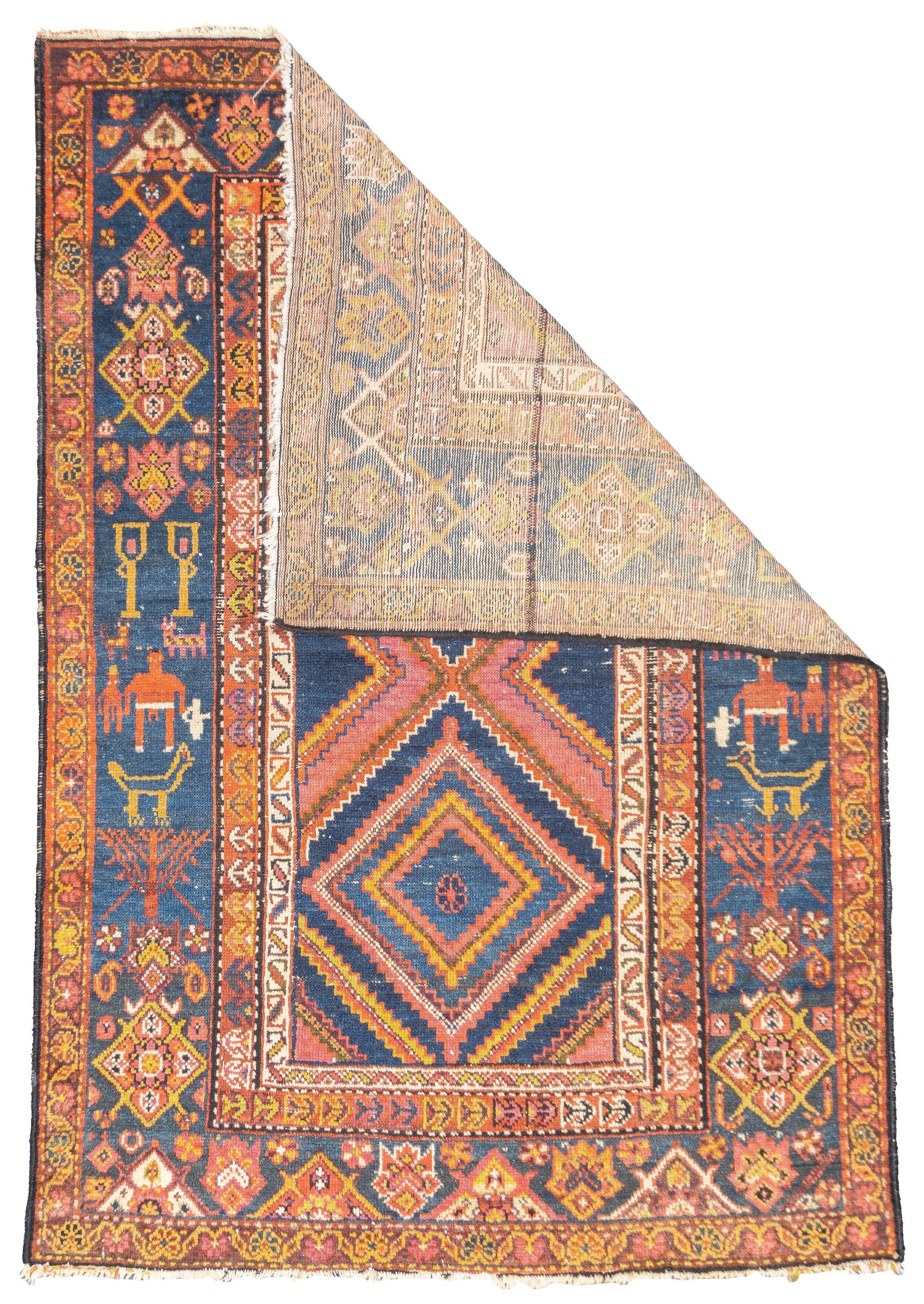 Antique Persian Malayer Rug 3'5'' x 4'11''. A large town in the Greater Hamadan Weaving Area, specializing in single-wefted scatters, room sizes, gallery carpets, long rugs and occasional runners. Numerous satellite villages. Wide range of