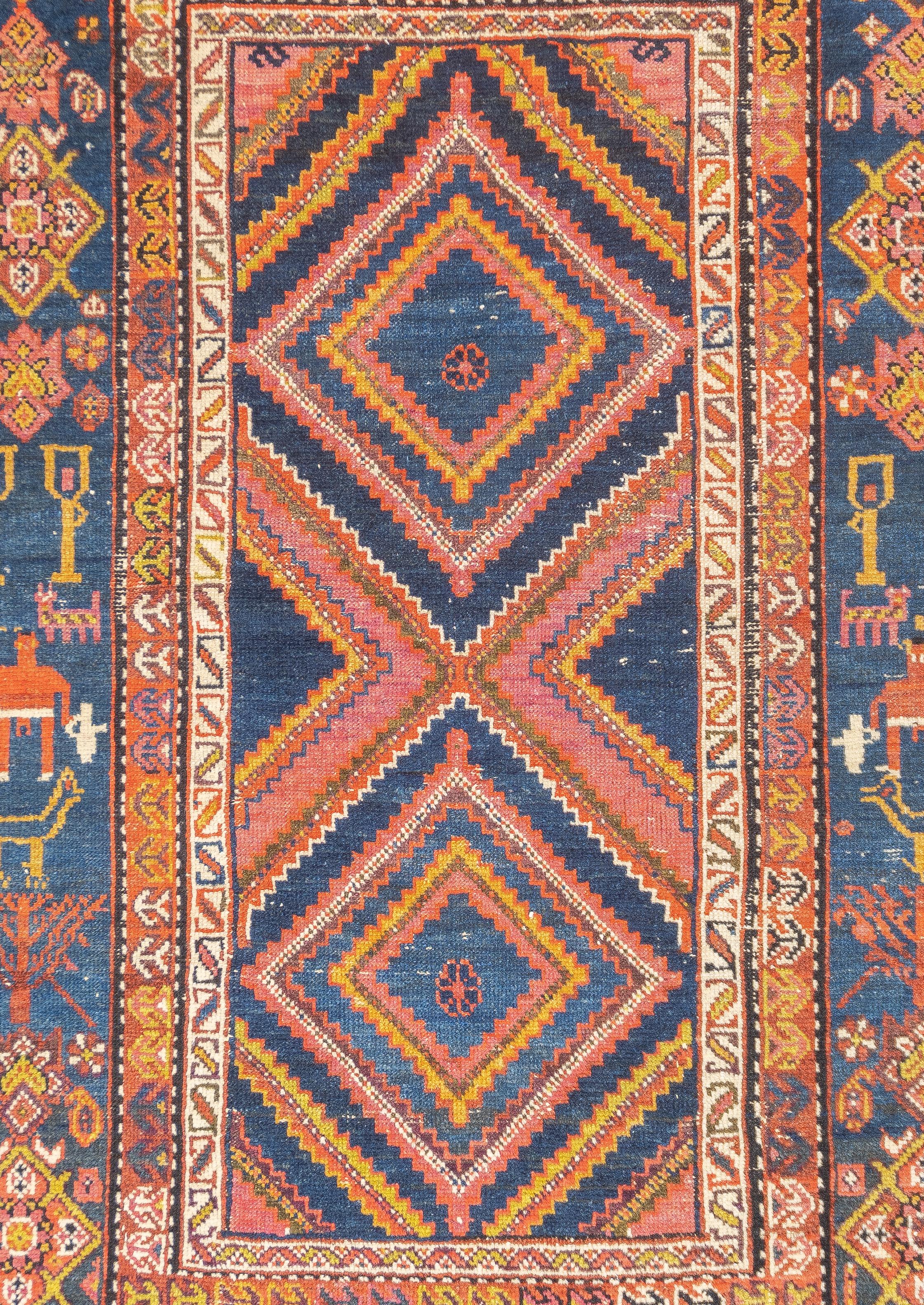 Hand-Knotted Antique Persian Malayer Rug 3'5'' x 4'11'' For Sale