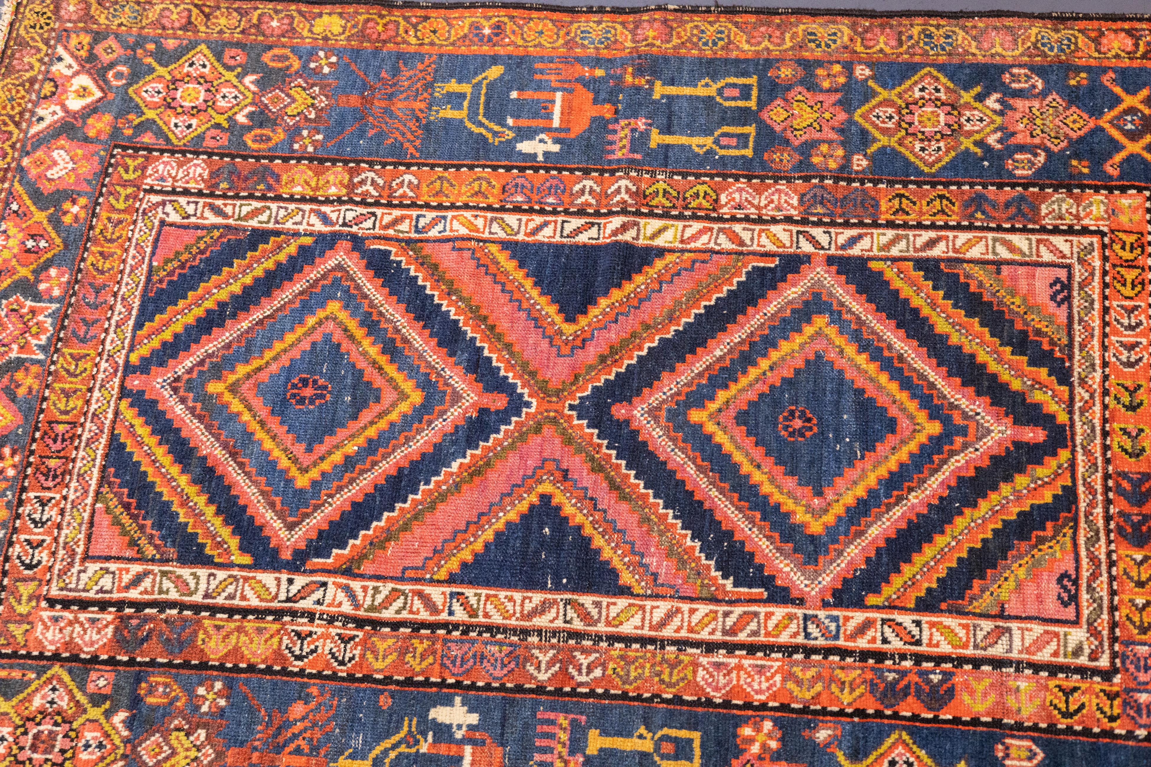 Wool Antique Persian Malayer Rug 3'5'' x 4'11'' For Sale