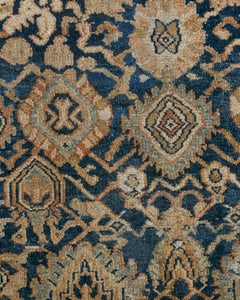 Antique Hand-Knotted Malayer Rug, Wool, Navy/Brown, Hand Knotted 1920