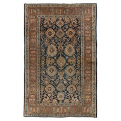 Antique Hand-Knotted Malayer Rug, Wool, Navy/Brown, Hand Knotted 1920