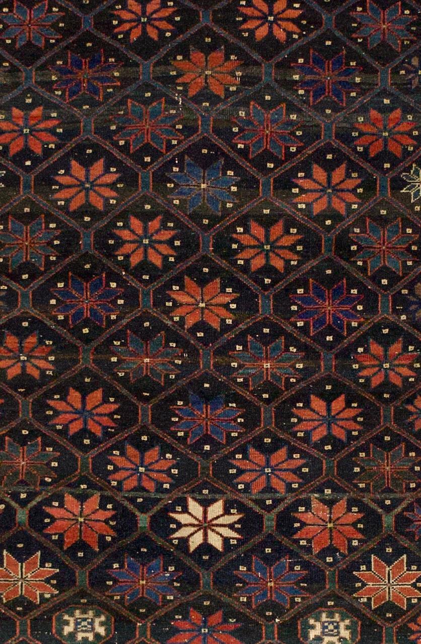 Noué à la main Tapis persan antique Malayer 4'3