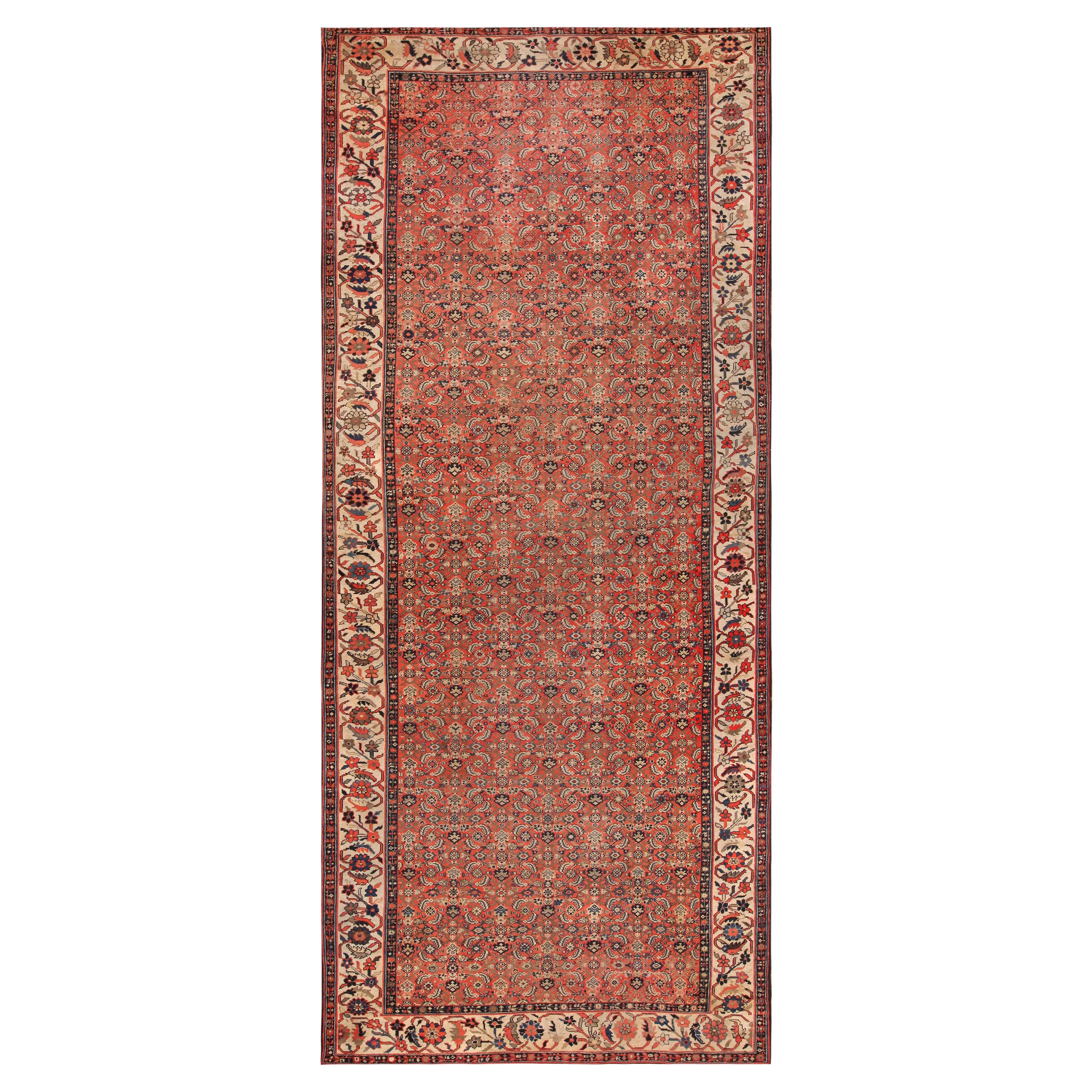 Antiker persischer Malayer-Teppich aus Persien. 7 ft 2 in x 16 ft 9 in