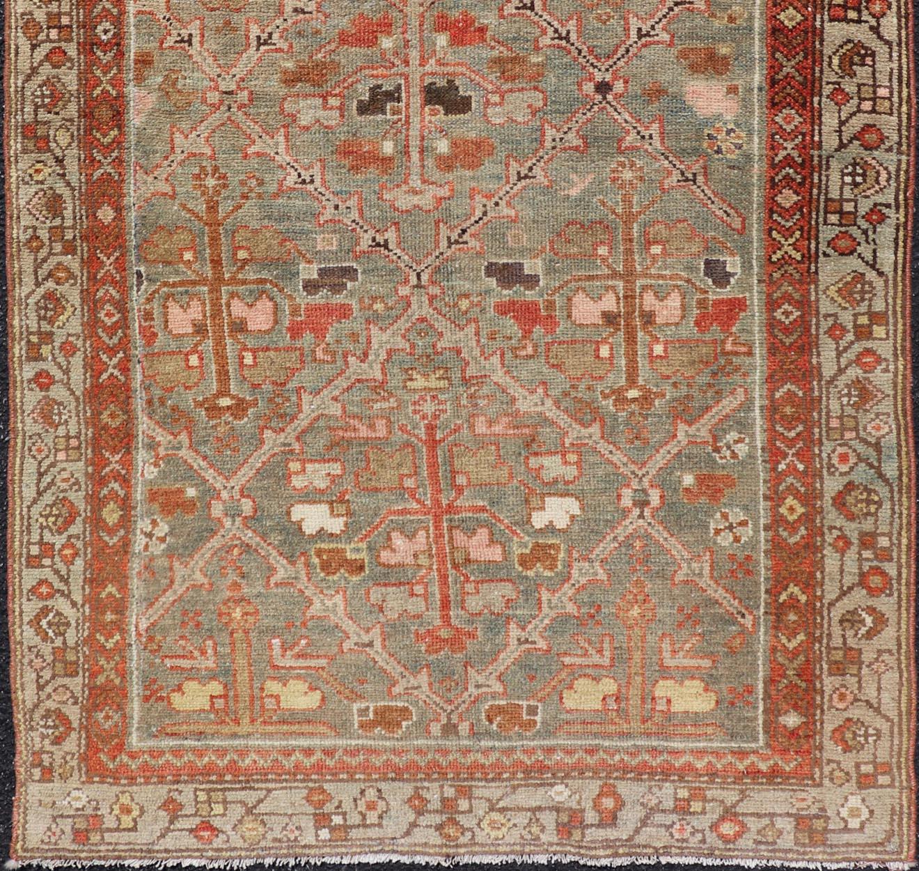 Antiker persischer Malayer-Teppich aus Persien – All-Over-Design – Rot und Grau-Blau 3'0 x 5'0 im Angebot 3