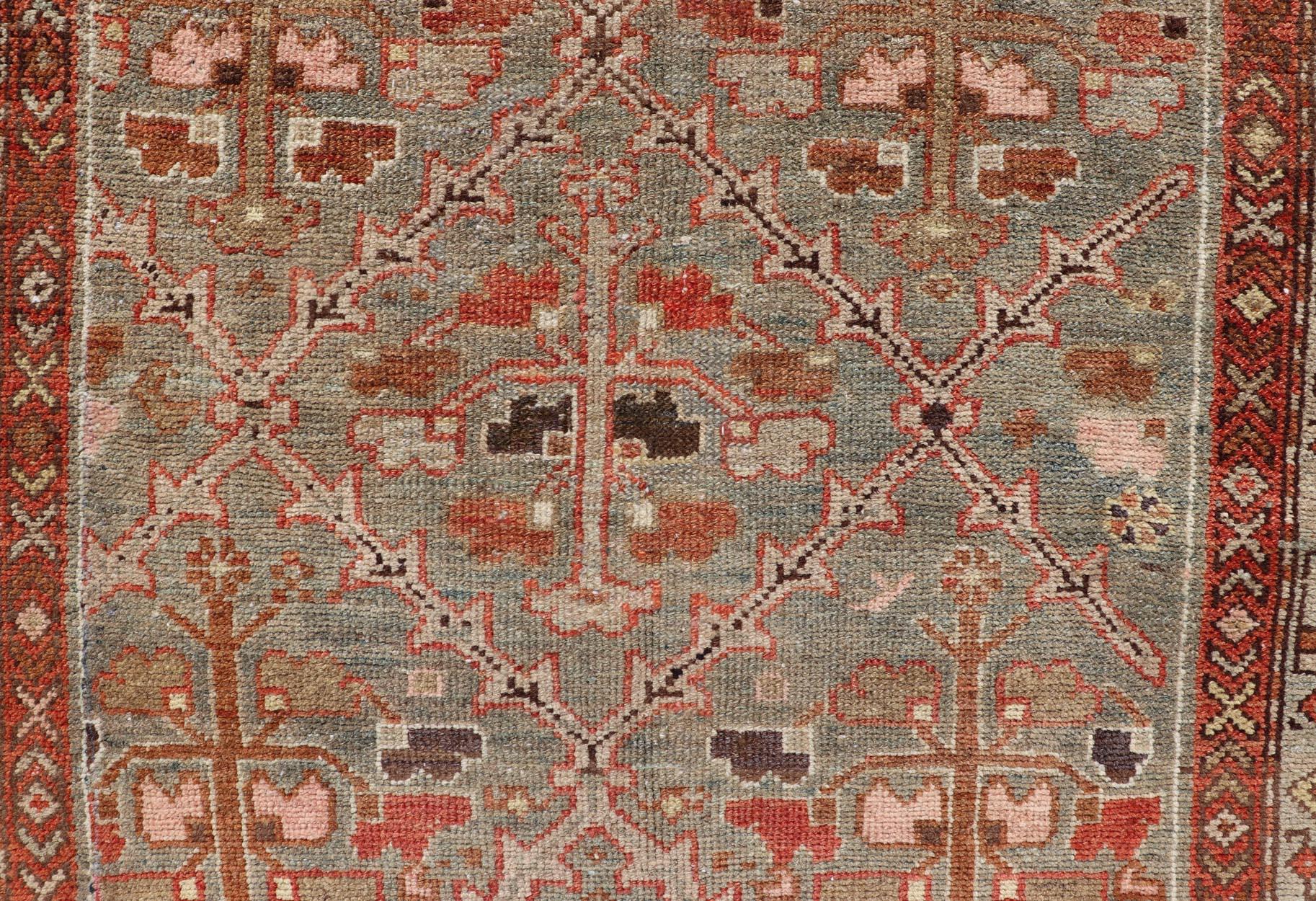 Antiker persischer Malayer-Teppich aus Persien – All-Over-Design – Rot und Grau-Blau 3'0 x 5'0 im Zustand „Gut“ im Angebot in Atlanta, GA