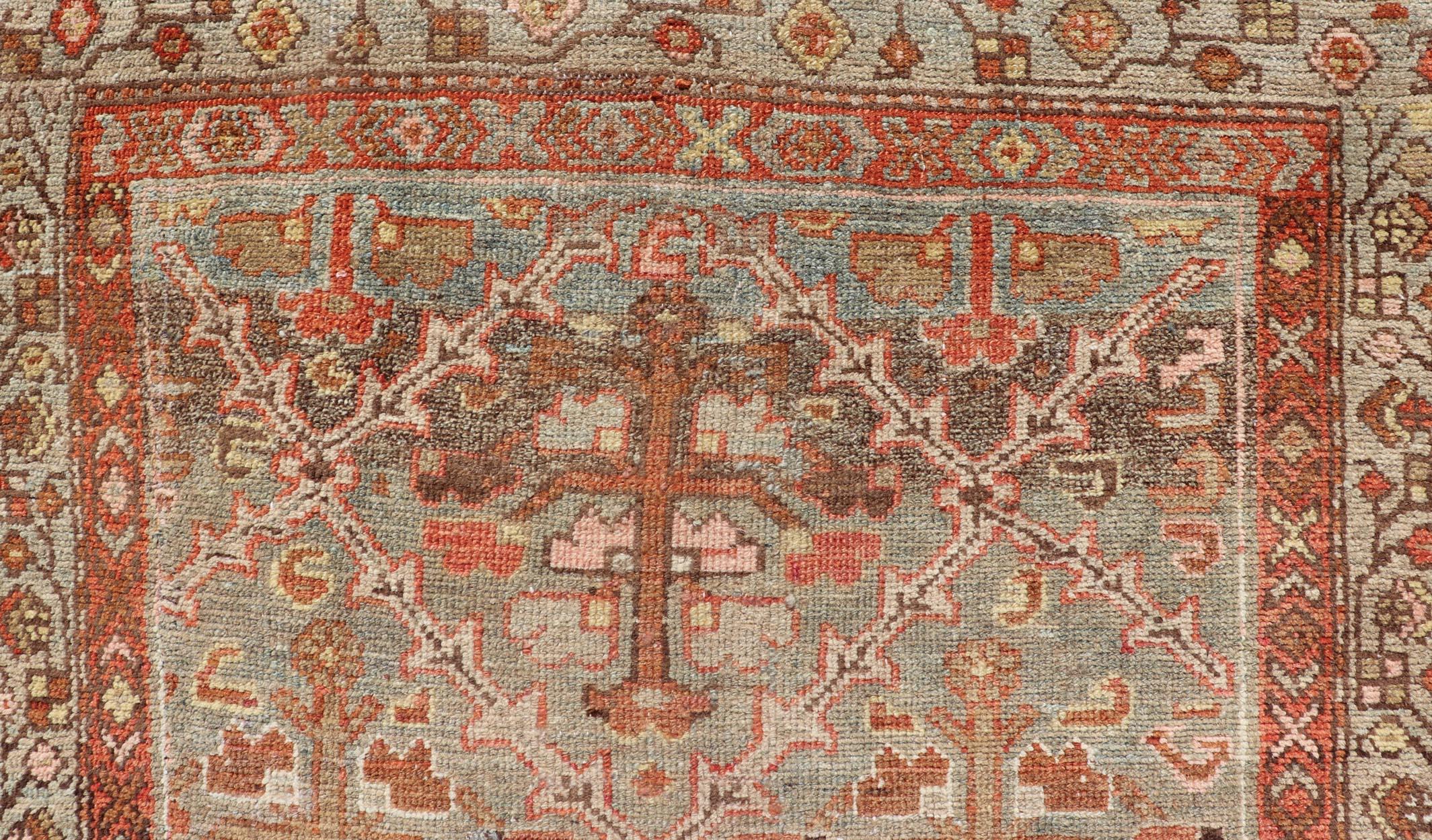 Antiker persischer Malayer-Teppich aus Persien – All-Over-Design – Rot und Grau-Blau 3'0 x 5'0 (20. Jahrhundert) im Angebot