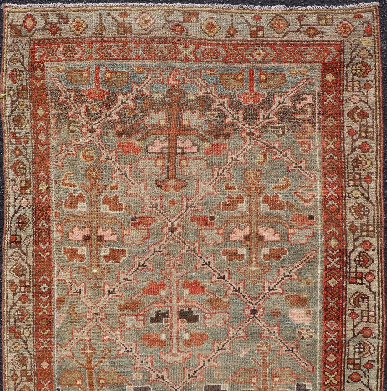 Antiker persischer Malayer-Teppich aus Persien – All-Over-Design – Rot und Grau-Blau 3'0 x 5'0 im Angebot 1