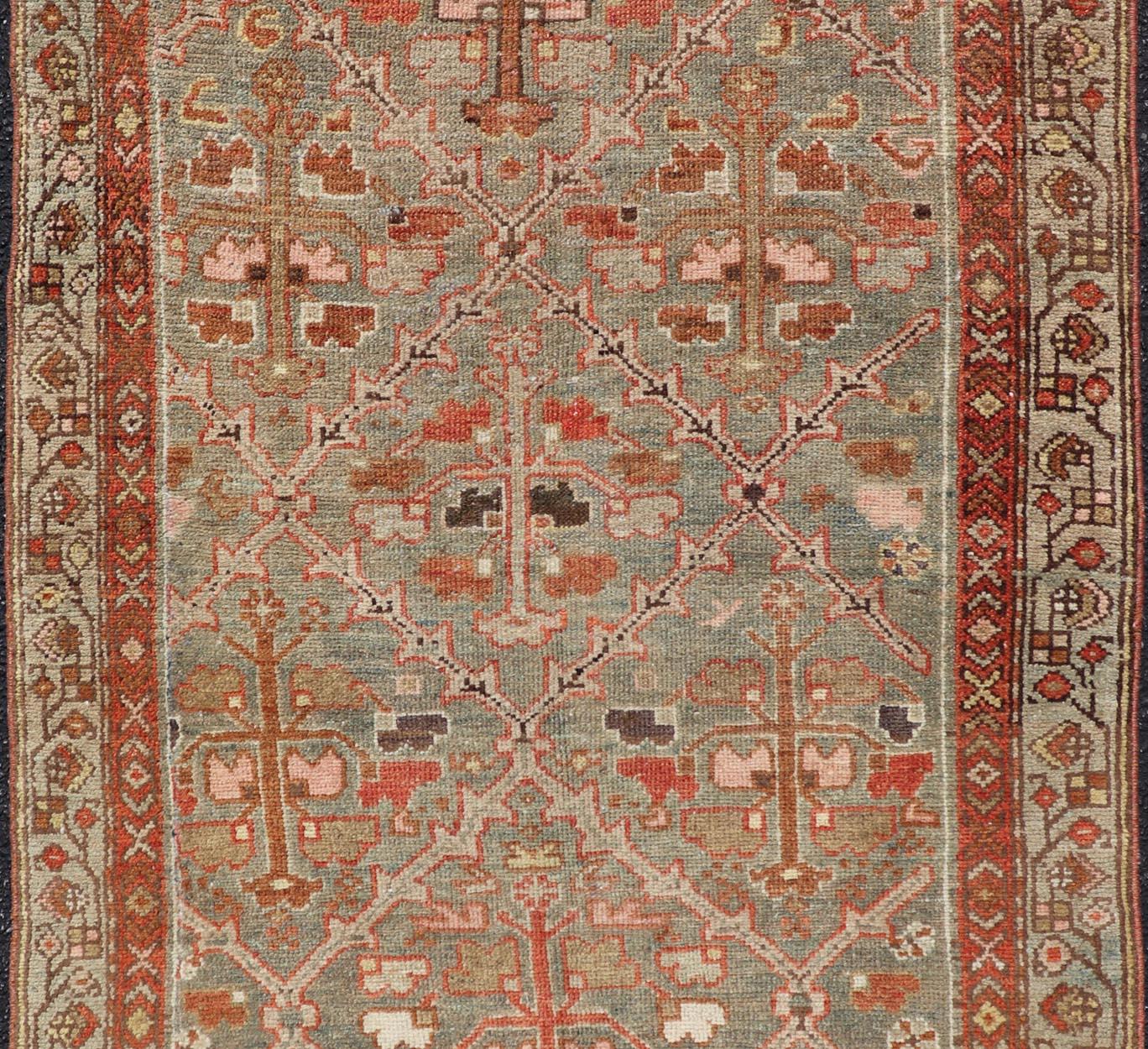 Antiker persischer Malayer-Teppich aus Persien – All-Over-Design – Rot und Grau-Blau 3'0 x 5'0 im Angebot 2
