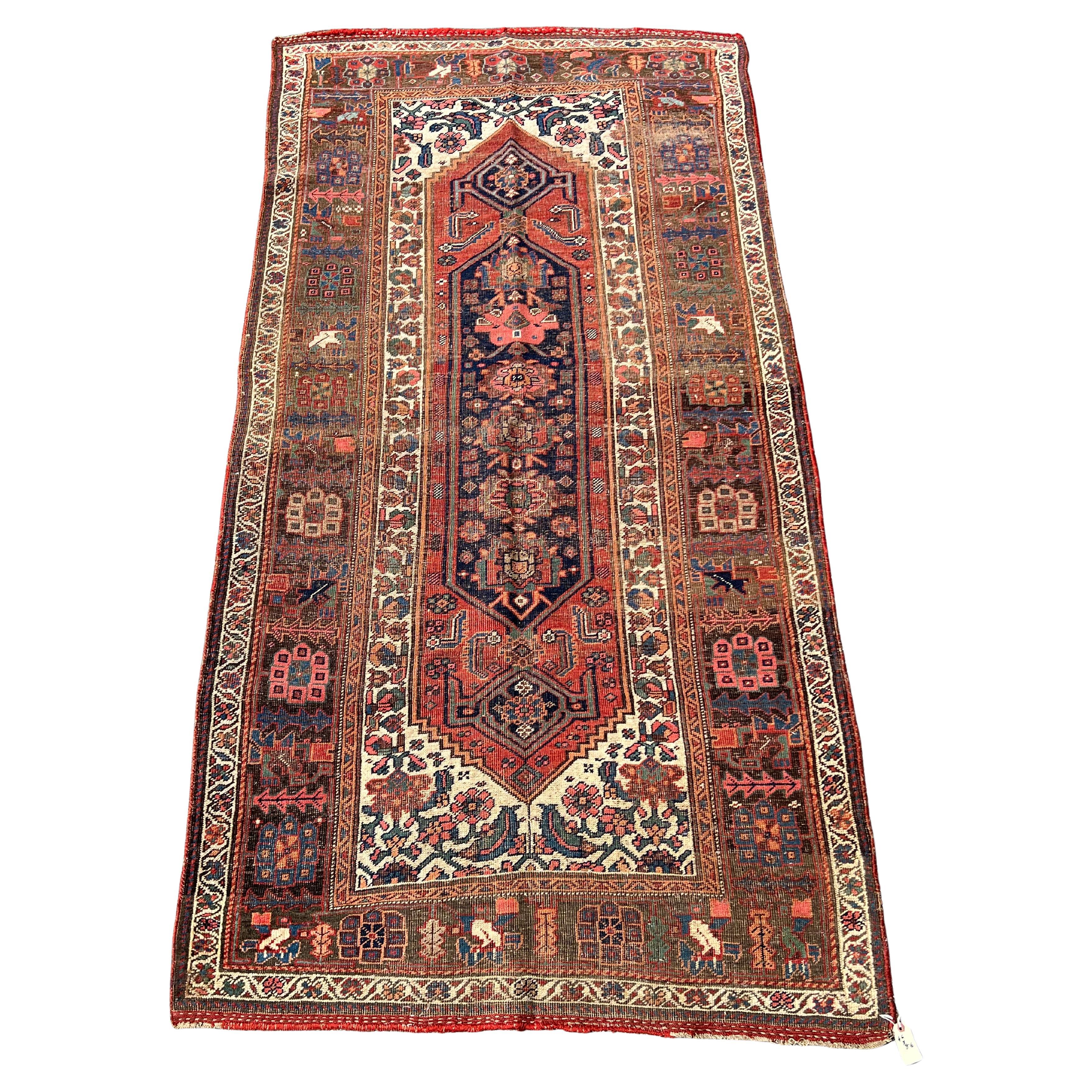 Antique Persian Malayer Rug c. Early 20th Century 4’6 x 8’6