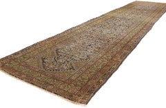 Distressed Antique Persian Malayer Rug Runner, 03'06 x 16'08