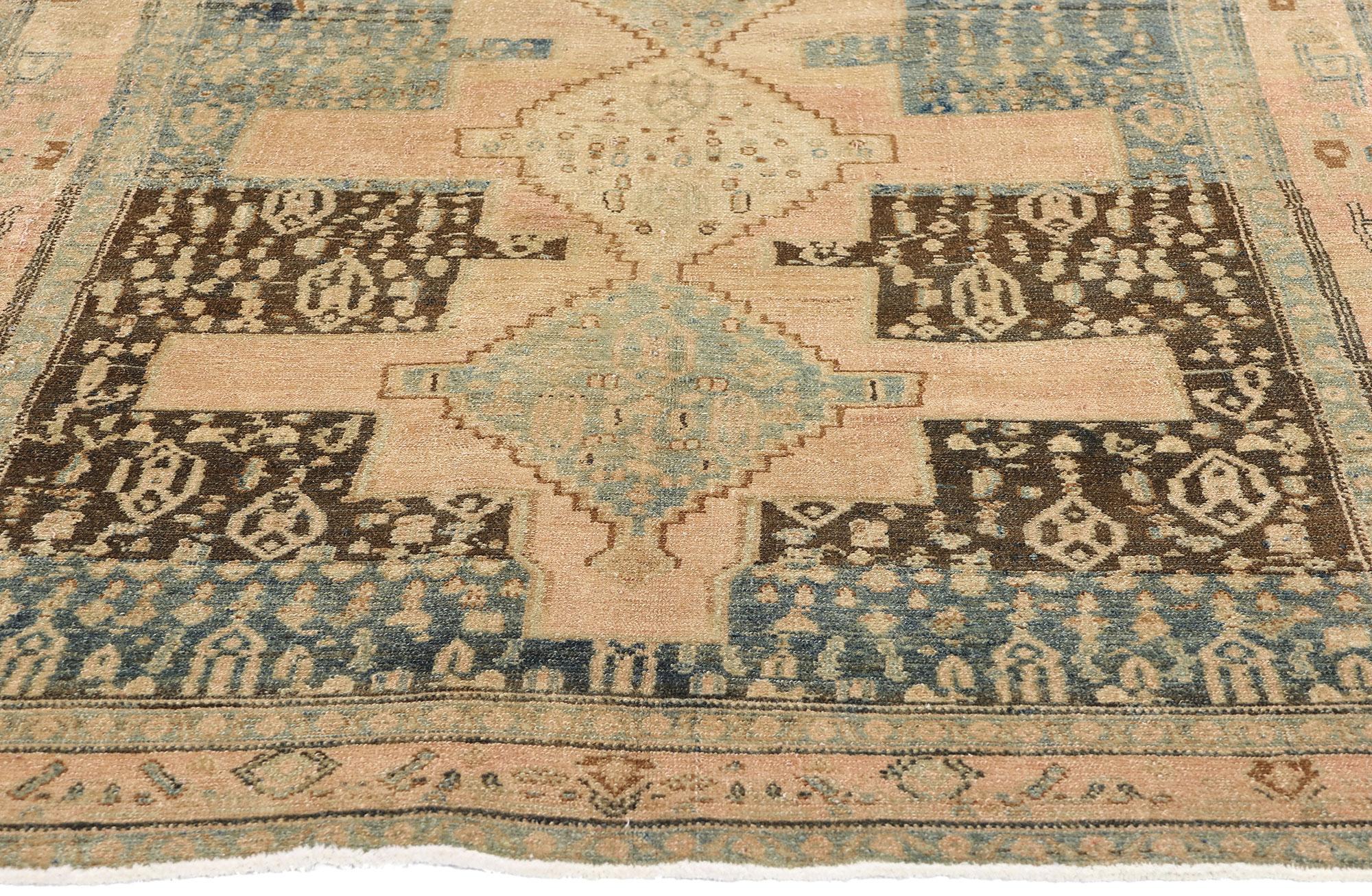 Antique Persian Malayer Rug Carpet Runner In Distressed Condition For Sale In Dallas, TX