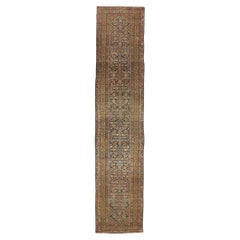 Distressed Antique Persian Malayer Rug Runner, 03'06 x 16'08