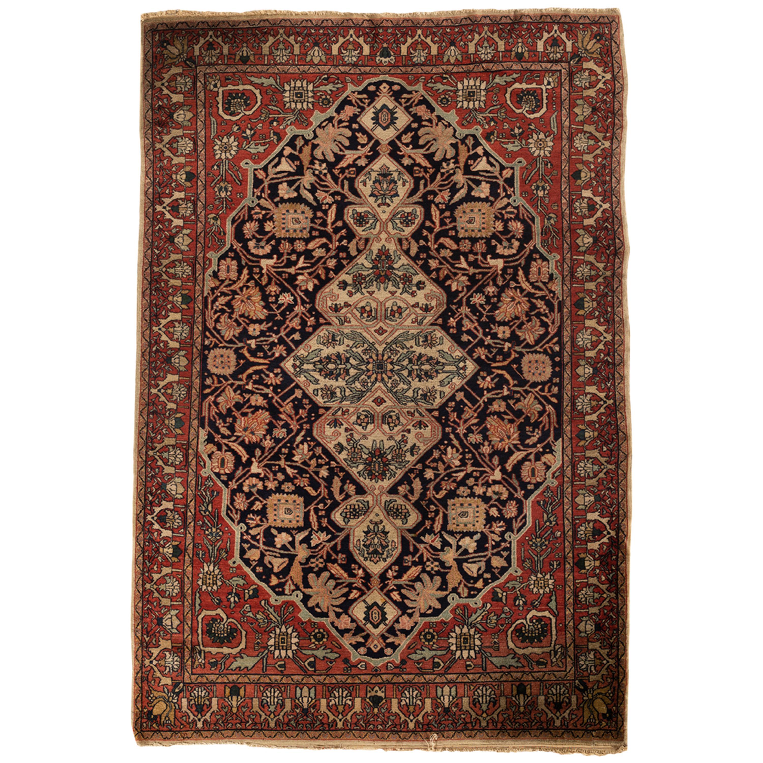 Antigua alfombra persa Malayer, circa 1890