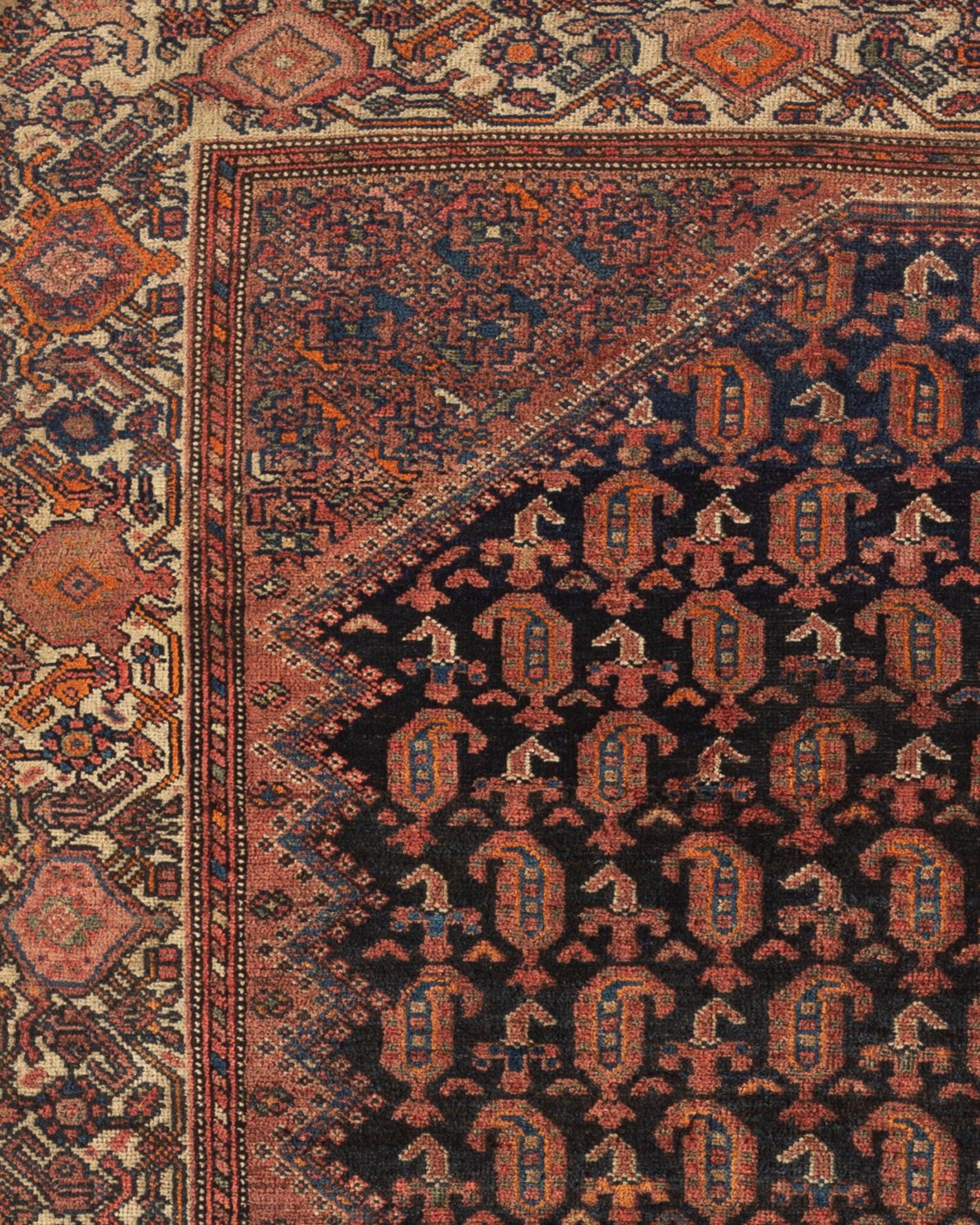 Antique Persian Malayer Rug, circa 1900  4'10 x 5'11 In Good Condition For Sale In Secaucus, NJ