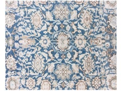 Antique Persian Malayer Rug Denim Blue Ivory Brown Tan from Silk Road Rug Inc