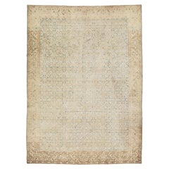 Antique Persian Malayer Rug – Faded Indigo & Cream Floral Aesthetic 8x10