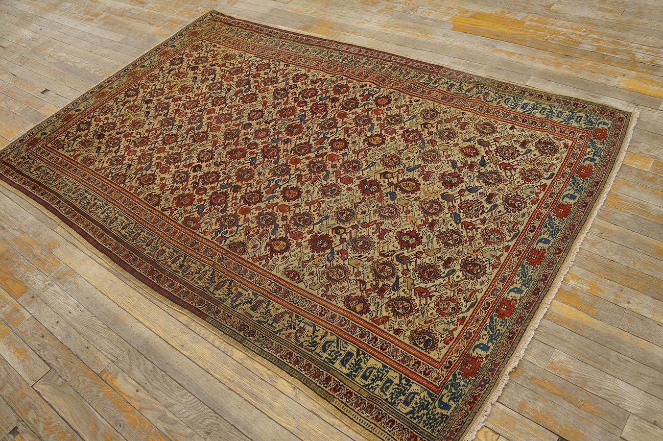Hand-Knotted 19th Century Persian Mishan Malayer Paisley Carpet ( 4'2